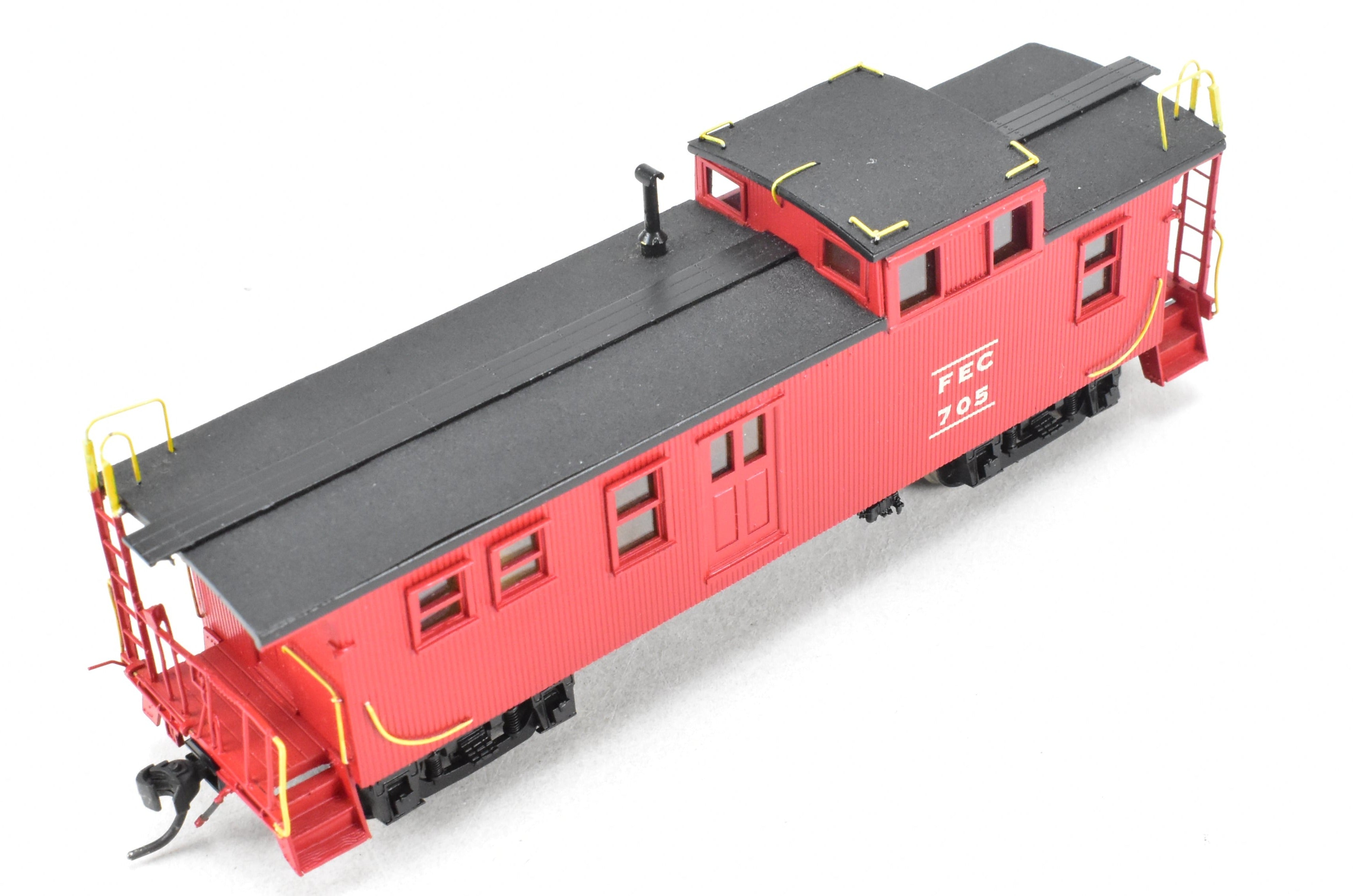 HO Scale Brass Model Train Caboose - OMI (Overland Models, Inc.) Florida East Coast Wood Side - Door Caboose, Car Number 705