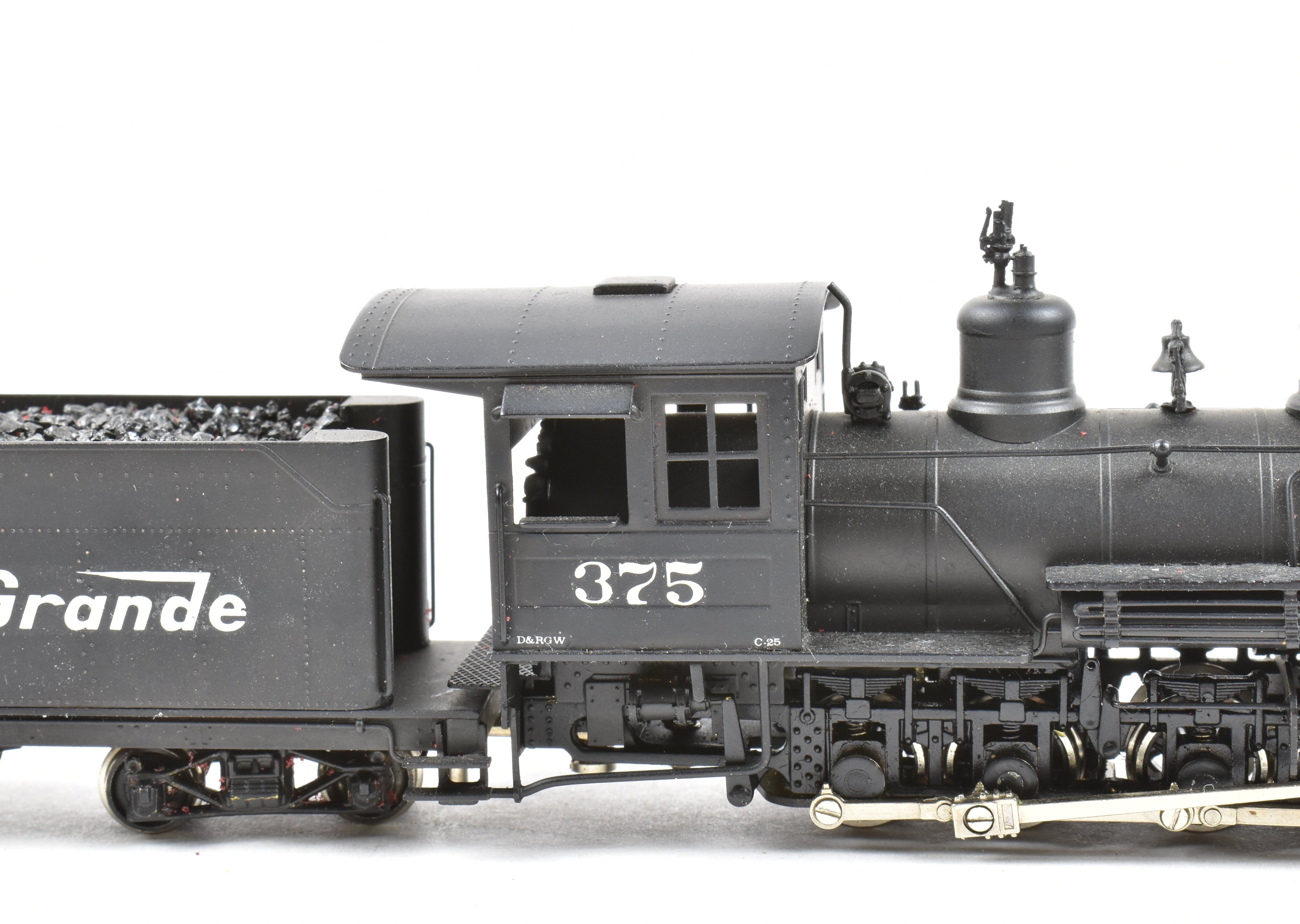 HOn3 Scale Brass Model Train - Westside Model Co. D&RGW (Denver & Rio Grande Western) C - 25 2 - 8 - 0 #375 with Custom Painted Finish
