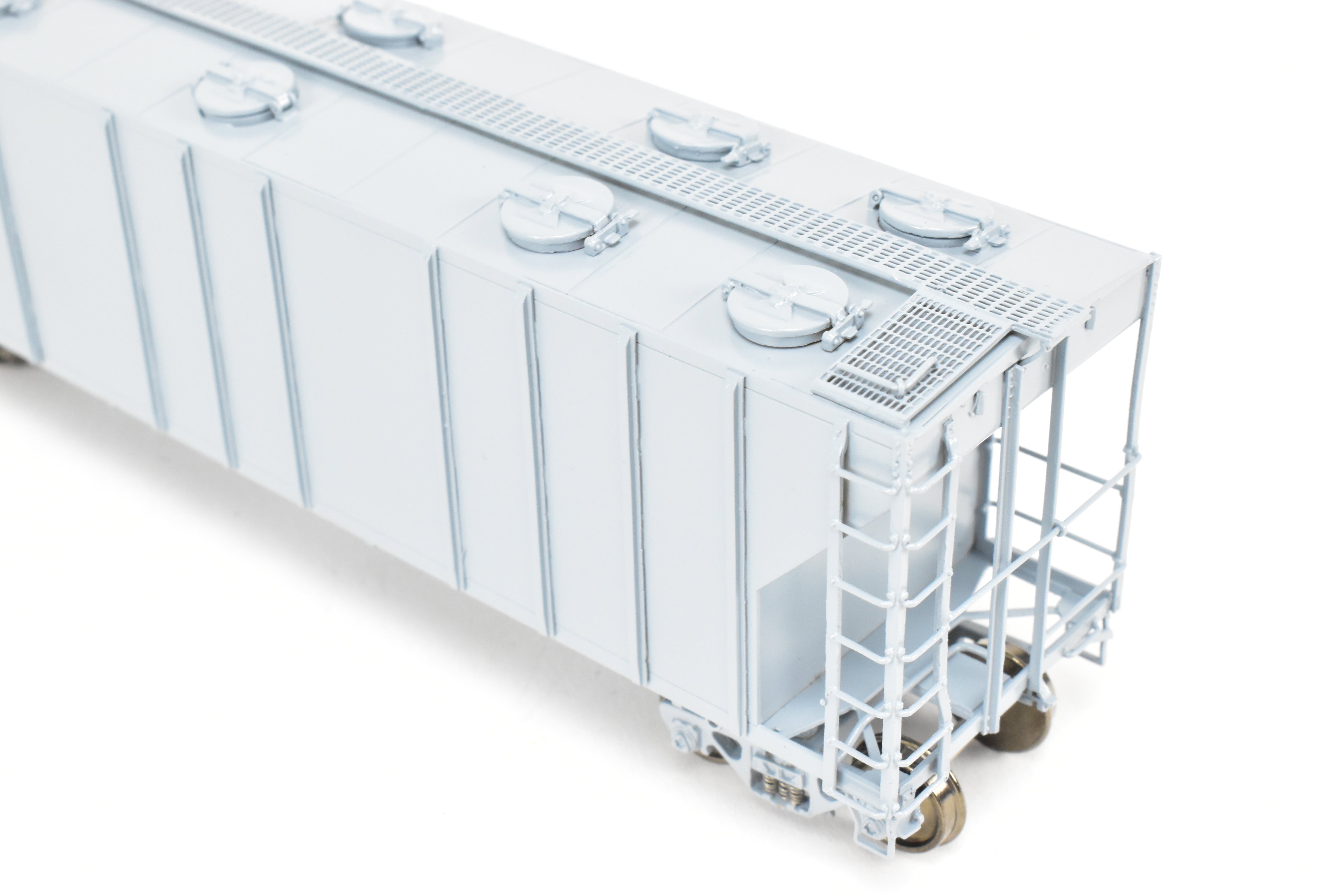 HO Brass OMI PS-2 Central Discharge Covered Hopper Car, Scalecoat #20 Gray Unlettered