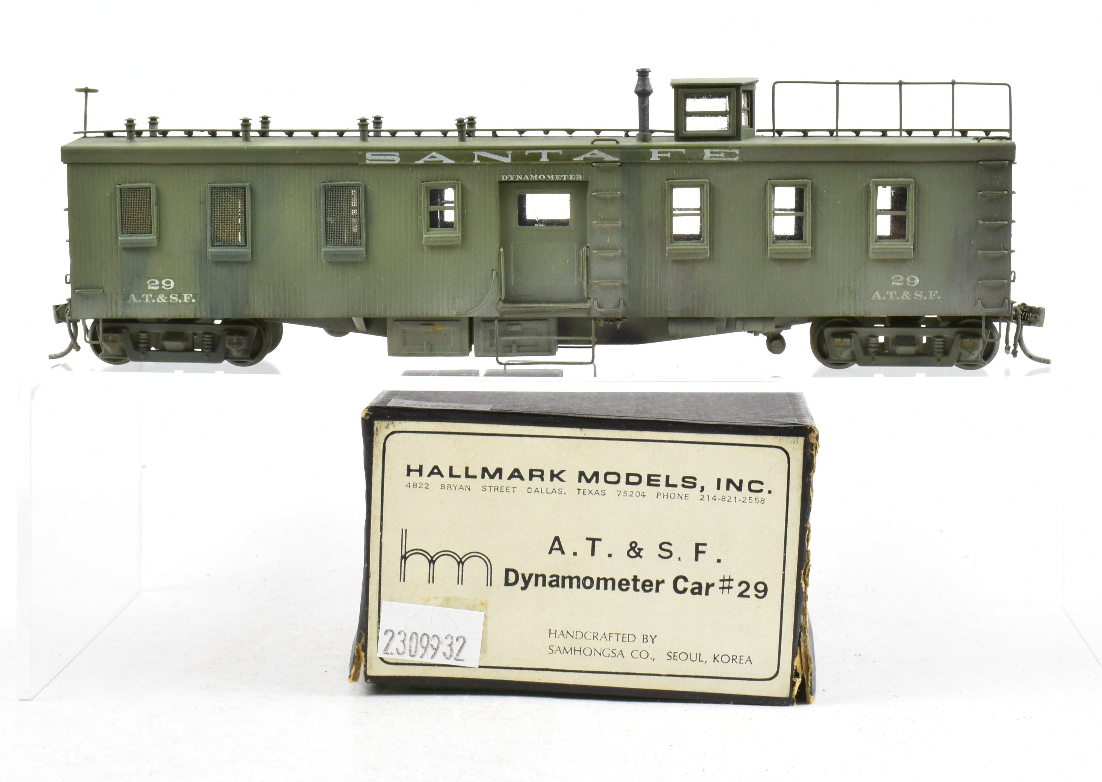 HO Scale Brass Hallmark Models ATSF - Santa Fe Dynamometer Car No. 29, Professionally Custom Painted and Artfully Weathered for Model Train Enthusiasts