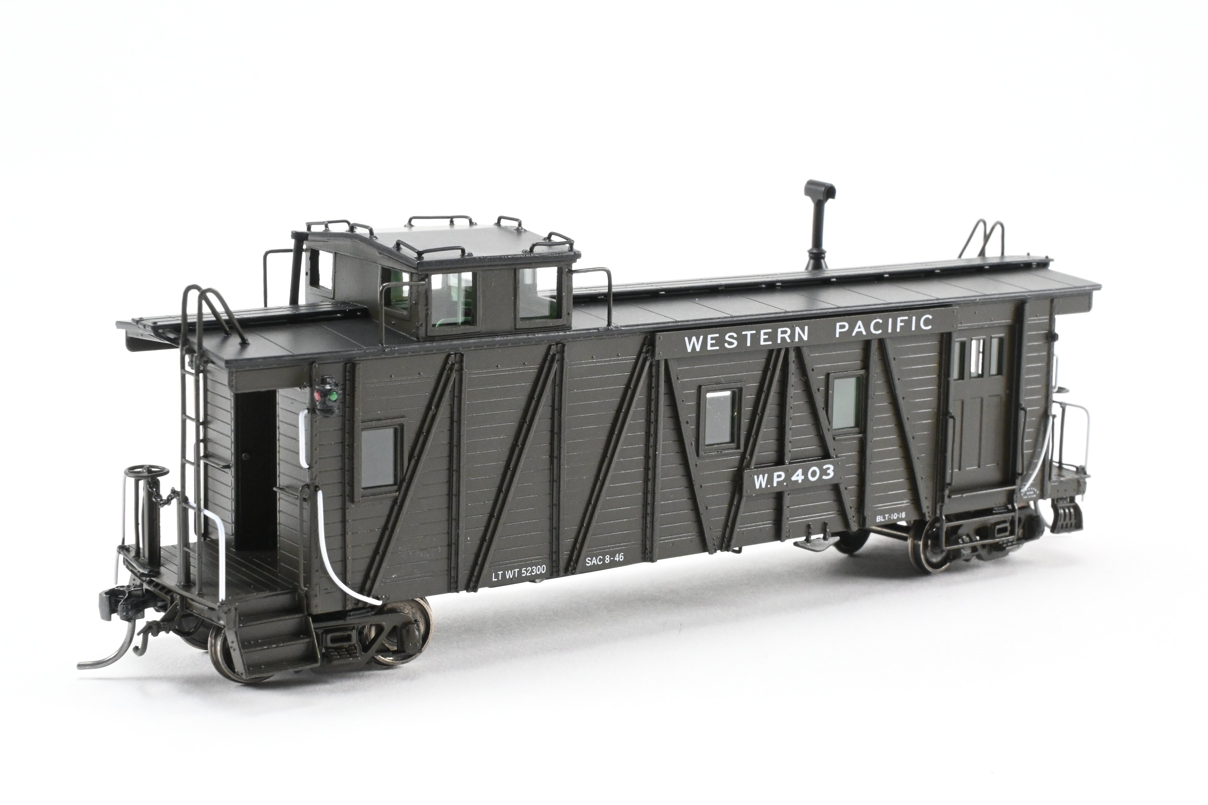 HO NEW Brass North Bank Line WP Western Pacific #403 Pullman Green Caboose with Side Door