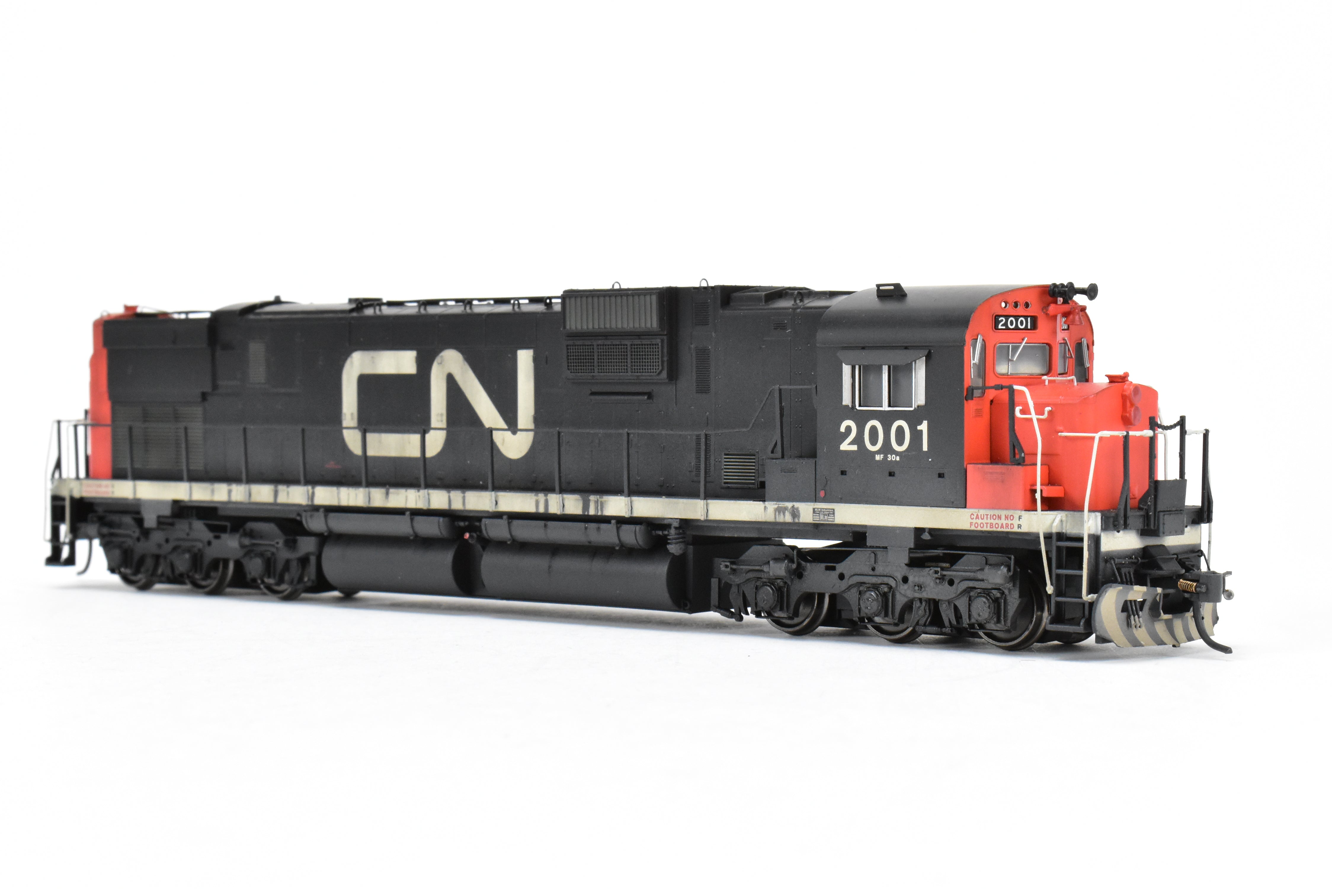 HO Scale Con Bowser Executive Line Canadian National Railway Alco C630M Model Train with ESU DCC and Sound Function, Featuring Road Number 2001 and Professional Weathering