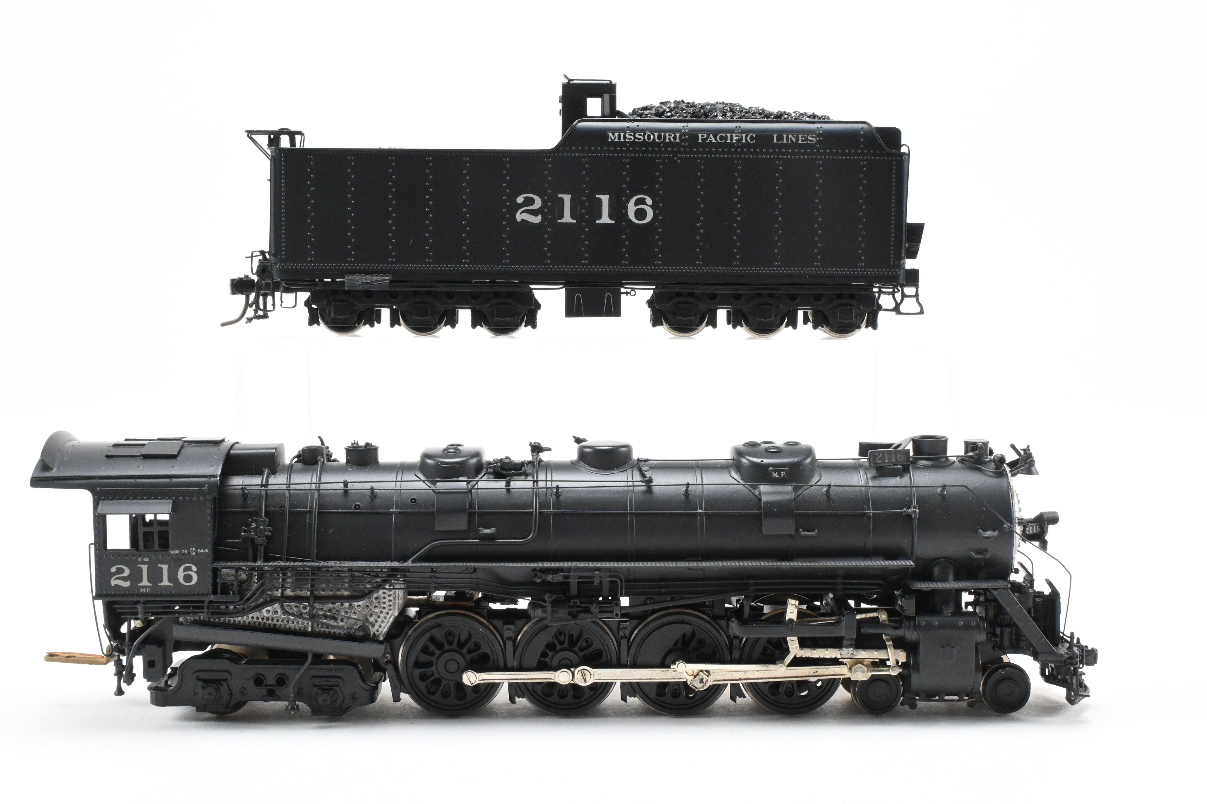 HO Scale Custom-Built Brass Model Train: Missouri Pacific 2100 Series 4-8-4 Locomotive, Custom Painted as No. 2116, One-of-a-Kind Creation by Joe G. Collias