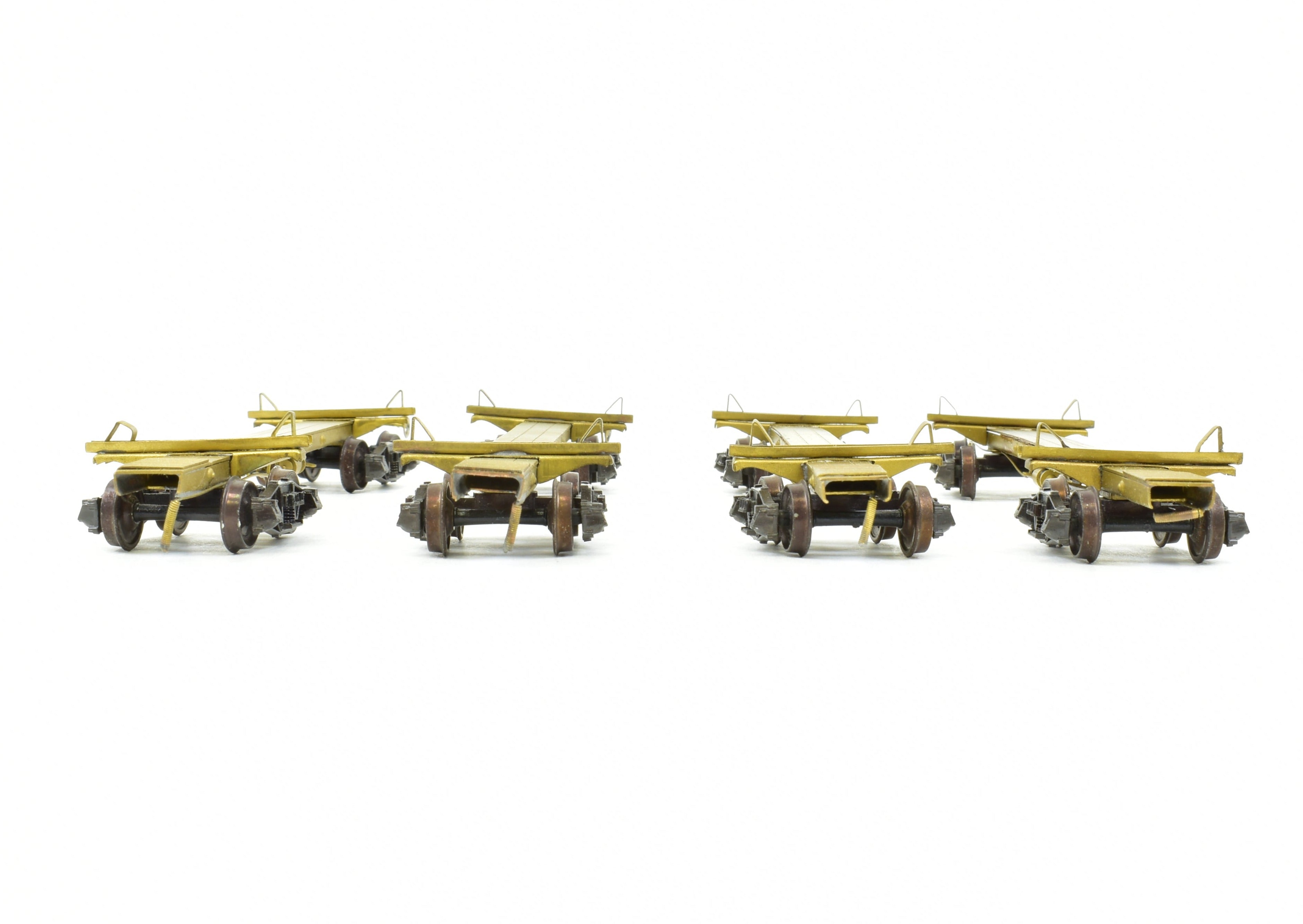 HO Brass 43' Skeleton Log Cars 4-Pack by Far East Distributors with Kadee Trucks #1