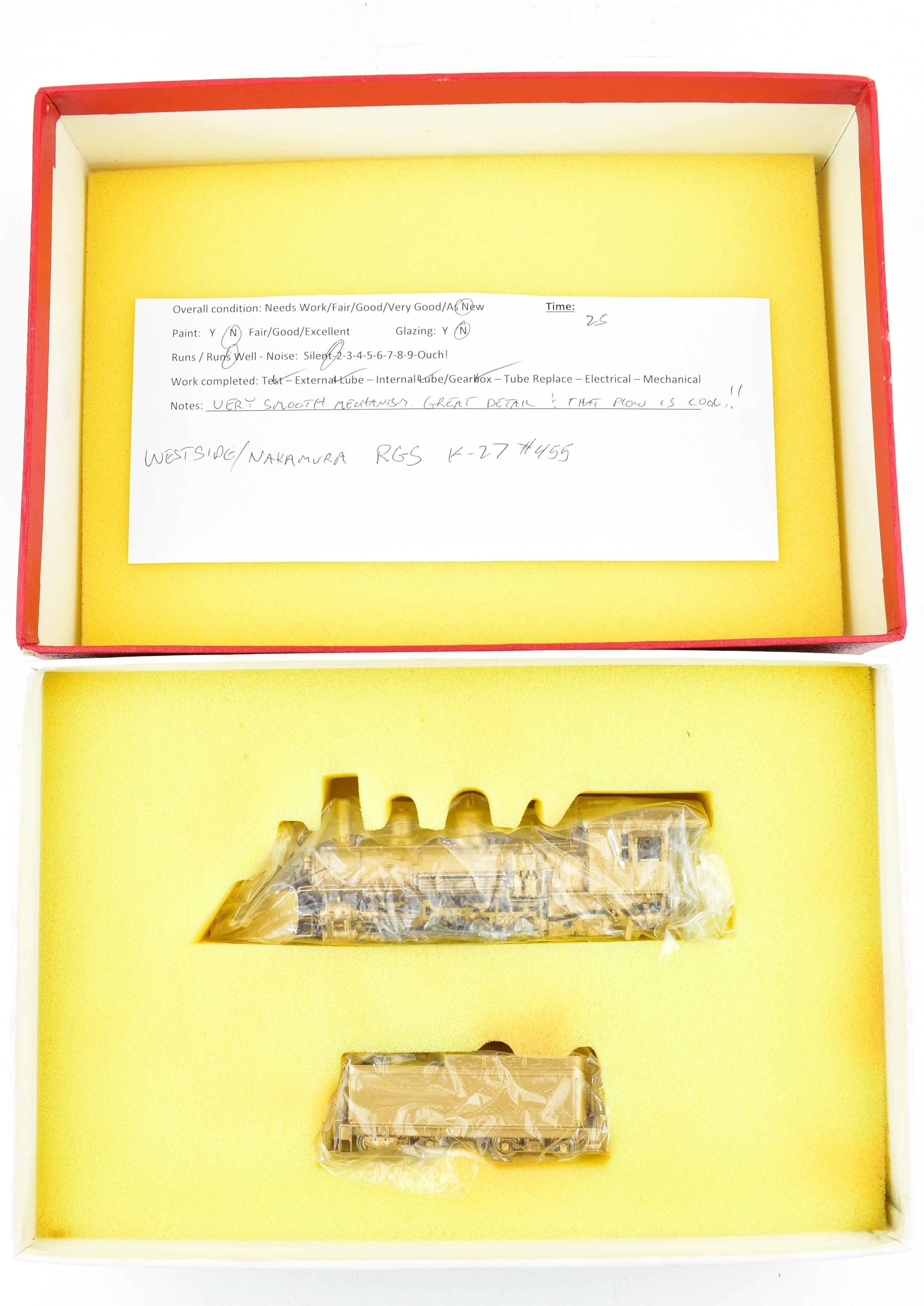 HOn3 Brass Westside Model Co. RGS Rio Grande Southern K - 27 #455 Post - Wreck Locomotive