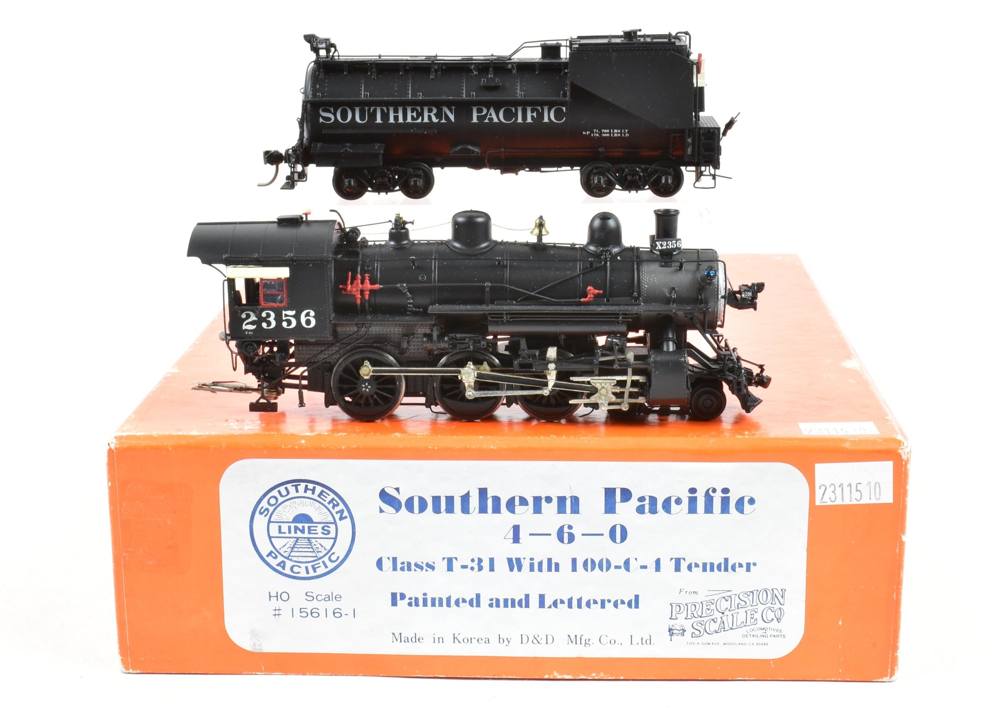 HO Brass Precision Scale Co. SP Southern Pacific Class T-31 4-6-0 Professionally Painted & Detailed Model