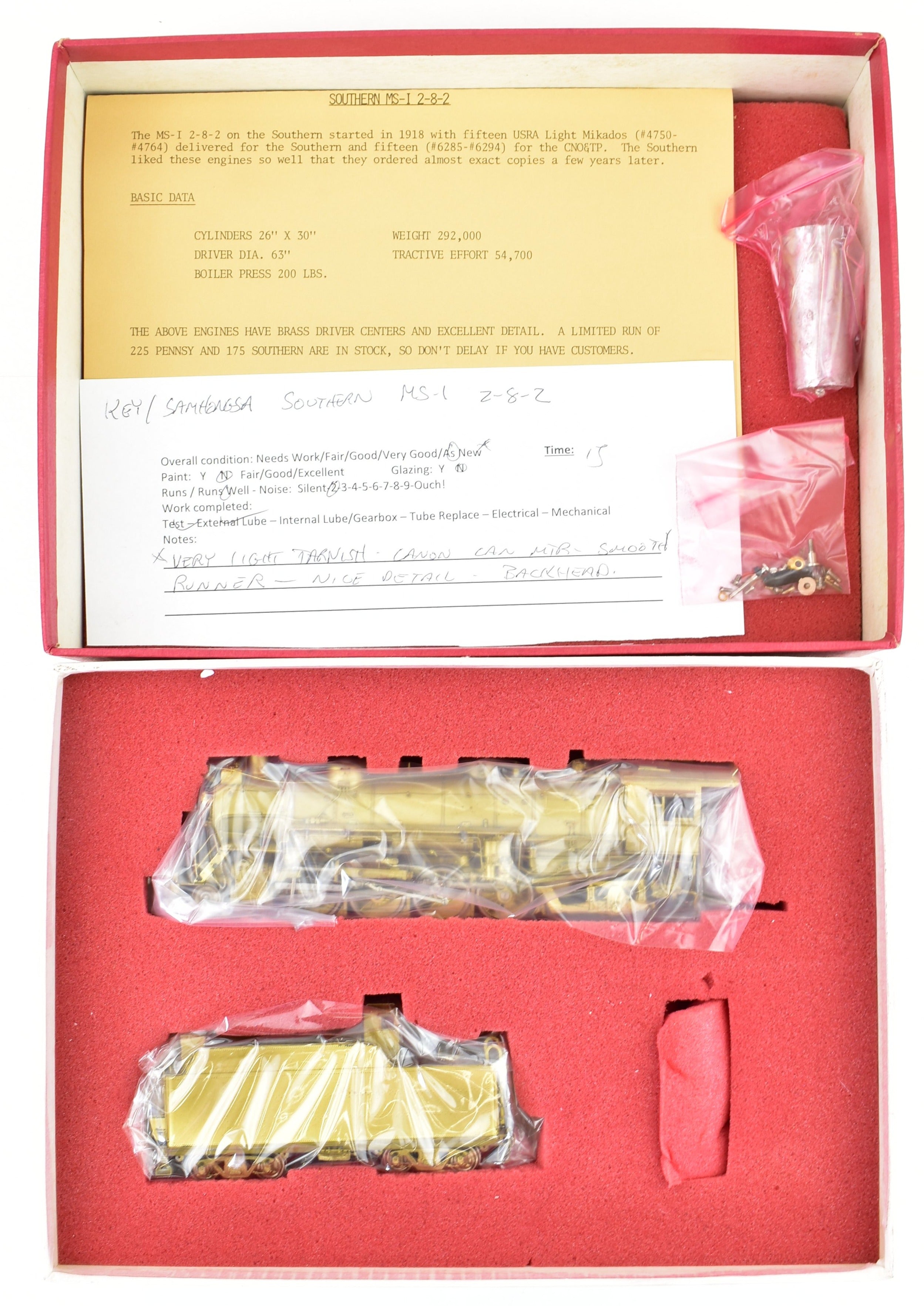 HO Scale Brass Key Imports Southern Railway MS - 1 2 - 8 - 2 Mikado Model