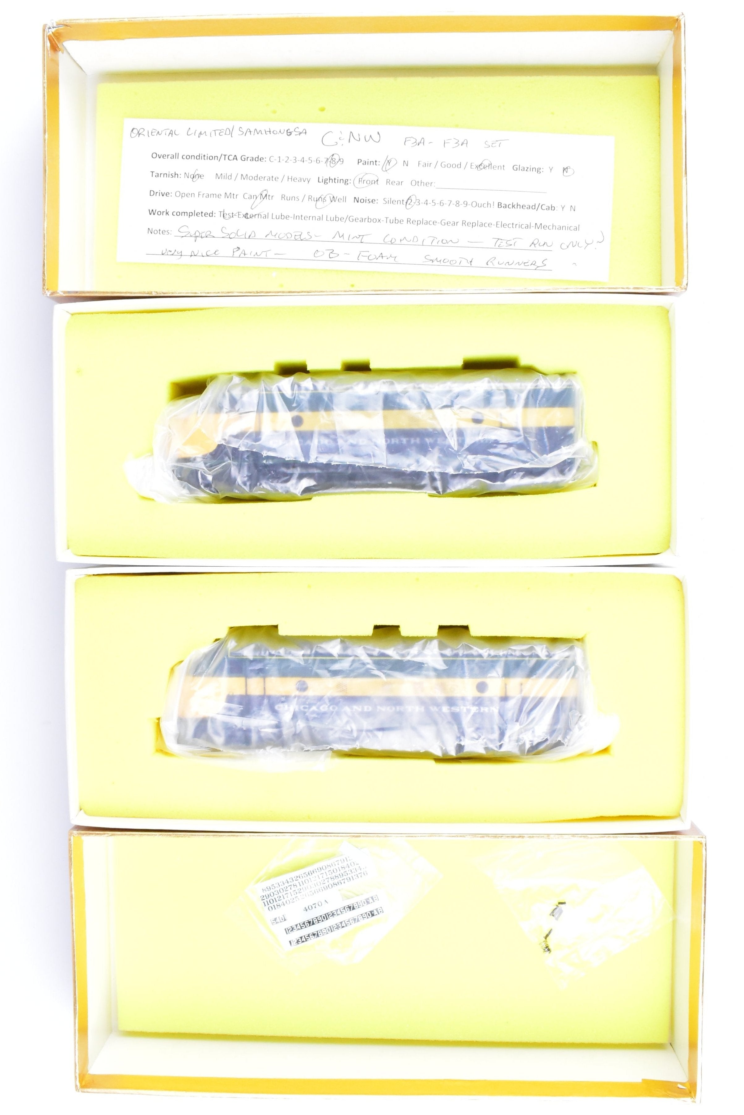 HO Scale Brass Model Train - Chicago and Northwestern EMD F3A/F3A PH II 1500 HP 2-Unit Set in C&NW's Freight Scheme (Oriental Limited)