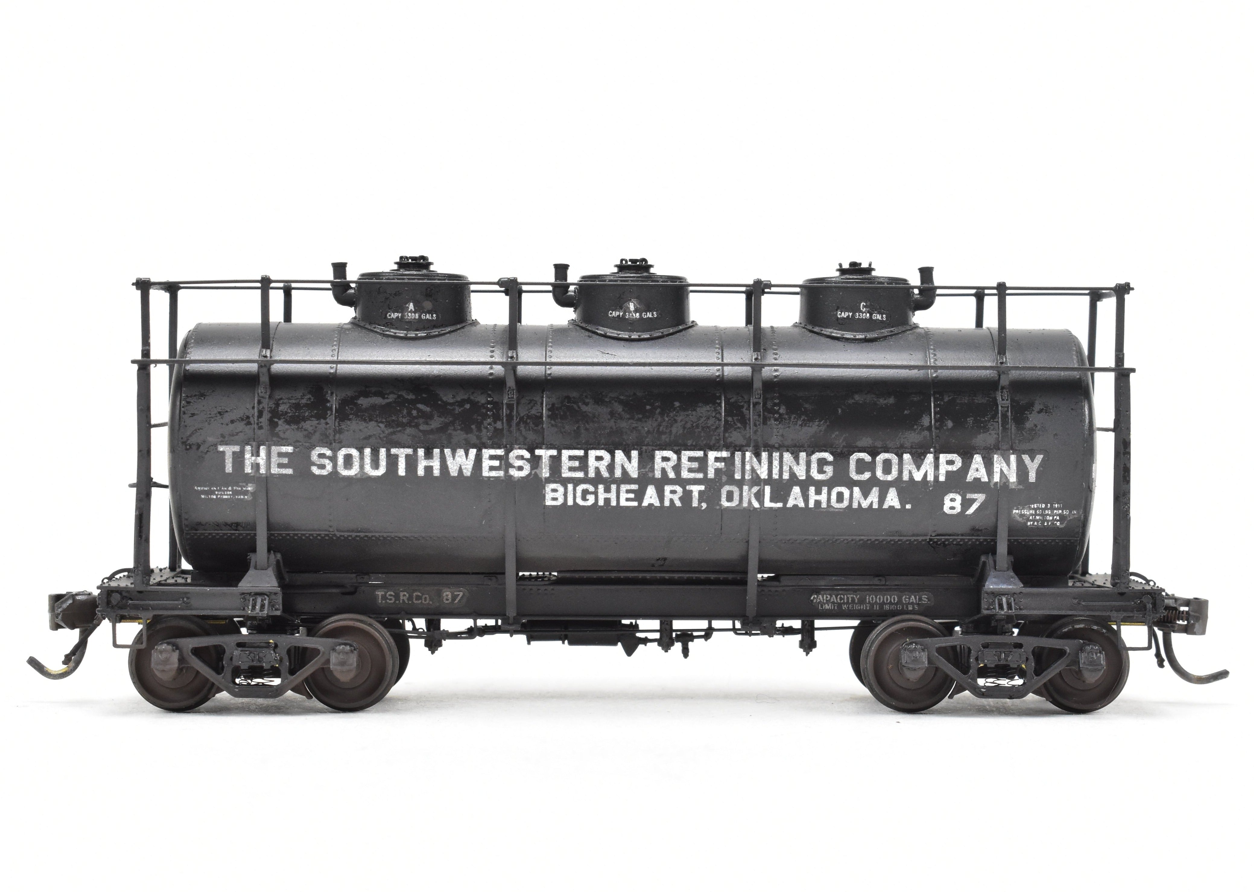 HO Scale Brass W&R - W&R Enterprises Various Roads AC&F 10,000 Gallon 3-Dome Tank Car with High Walkway for Model Railroad Collection