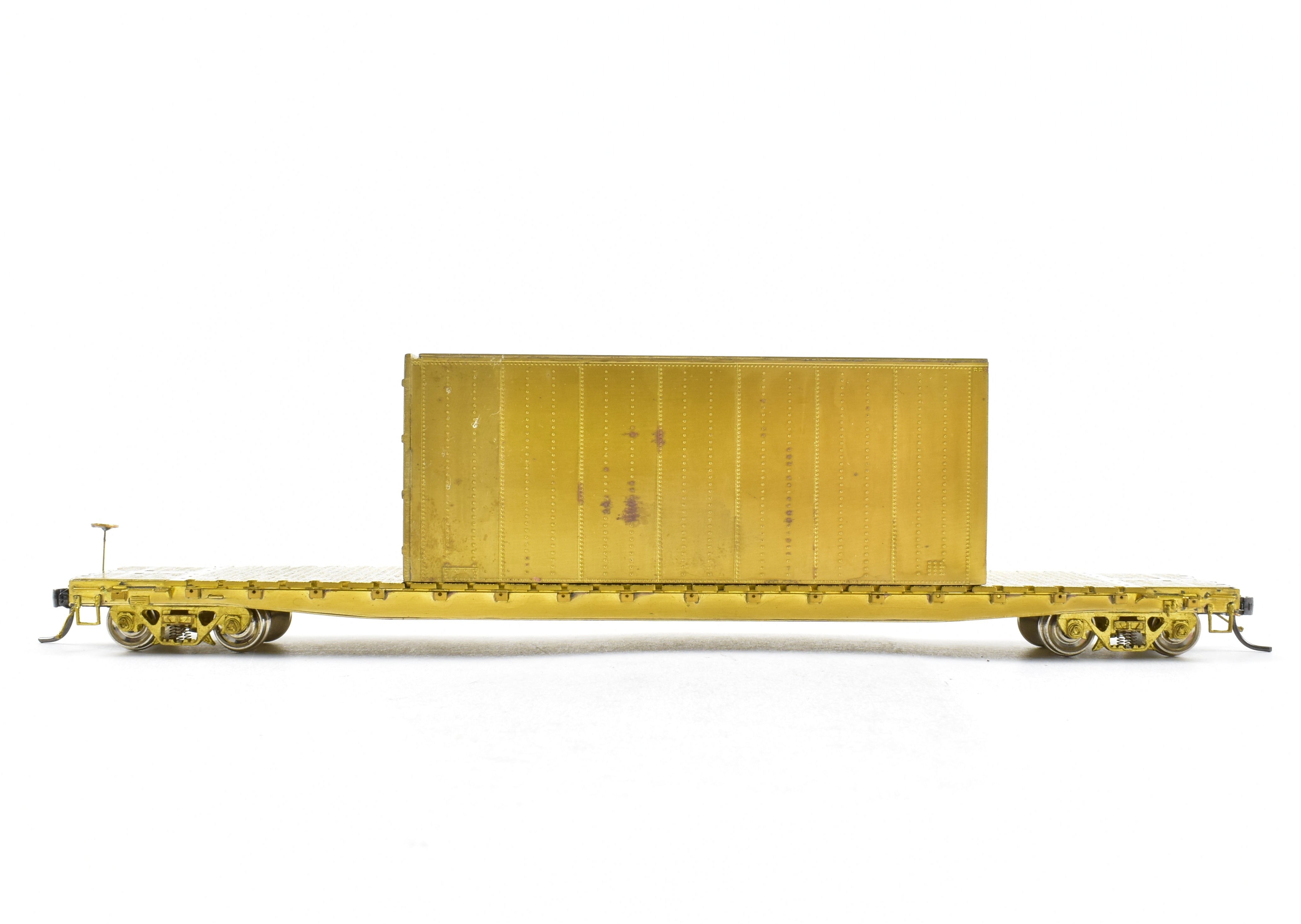 HO Scale Brass Model Railroad Car - Overland Models, Inc. Union Pacific Class F - 70 - 15 65 - foot Idler Flat Car with Container