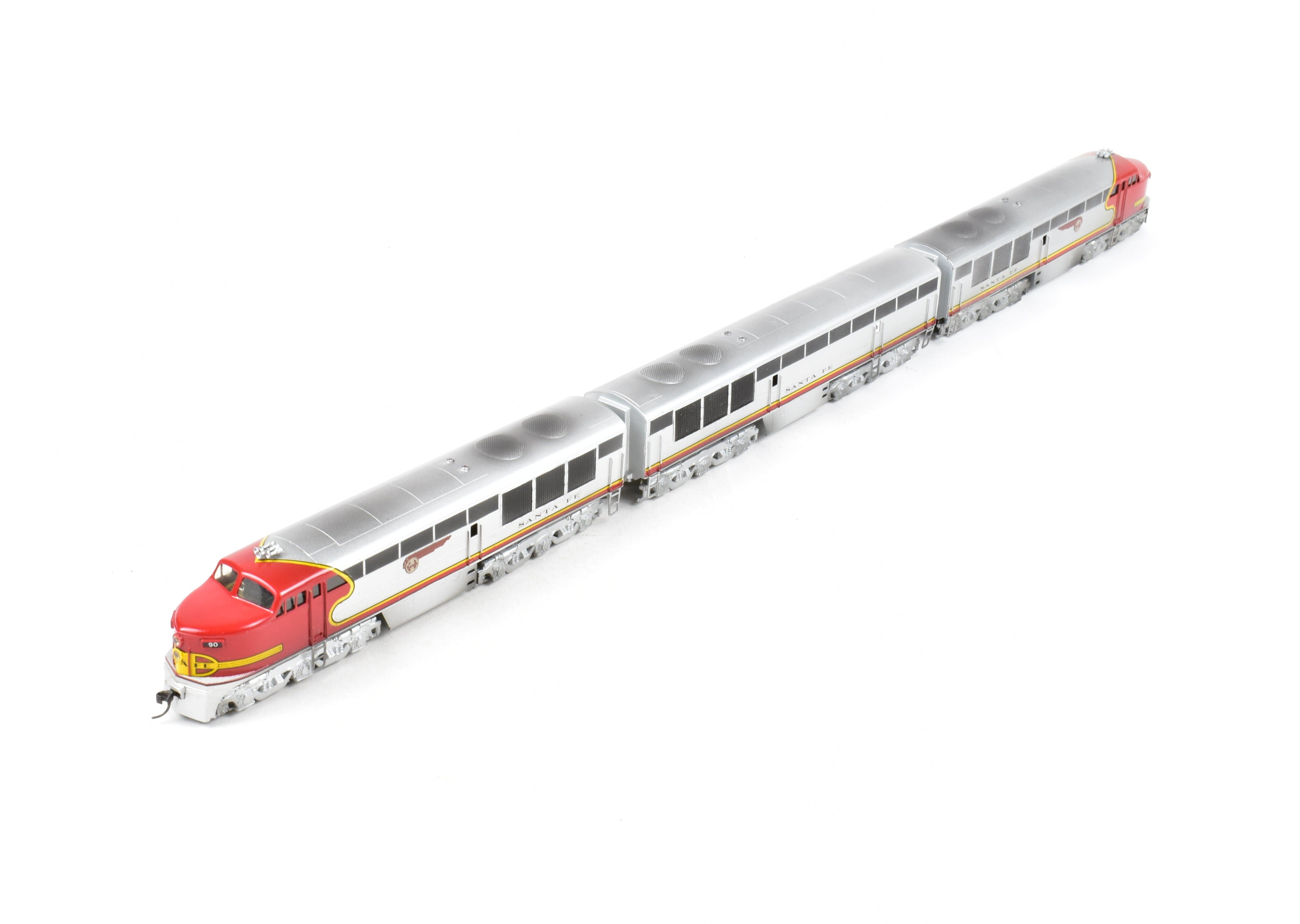 HO Scale Brass Red Ball AT&SF - Santa Fe Fairbanks Morse FM Erie Built A-B-A Set Model Trains with Custom Painted Finish and Can Motor Upgrades