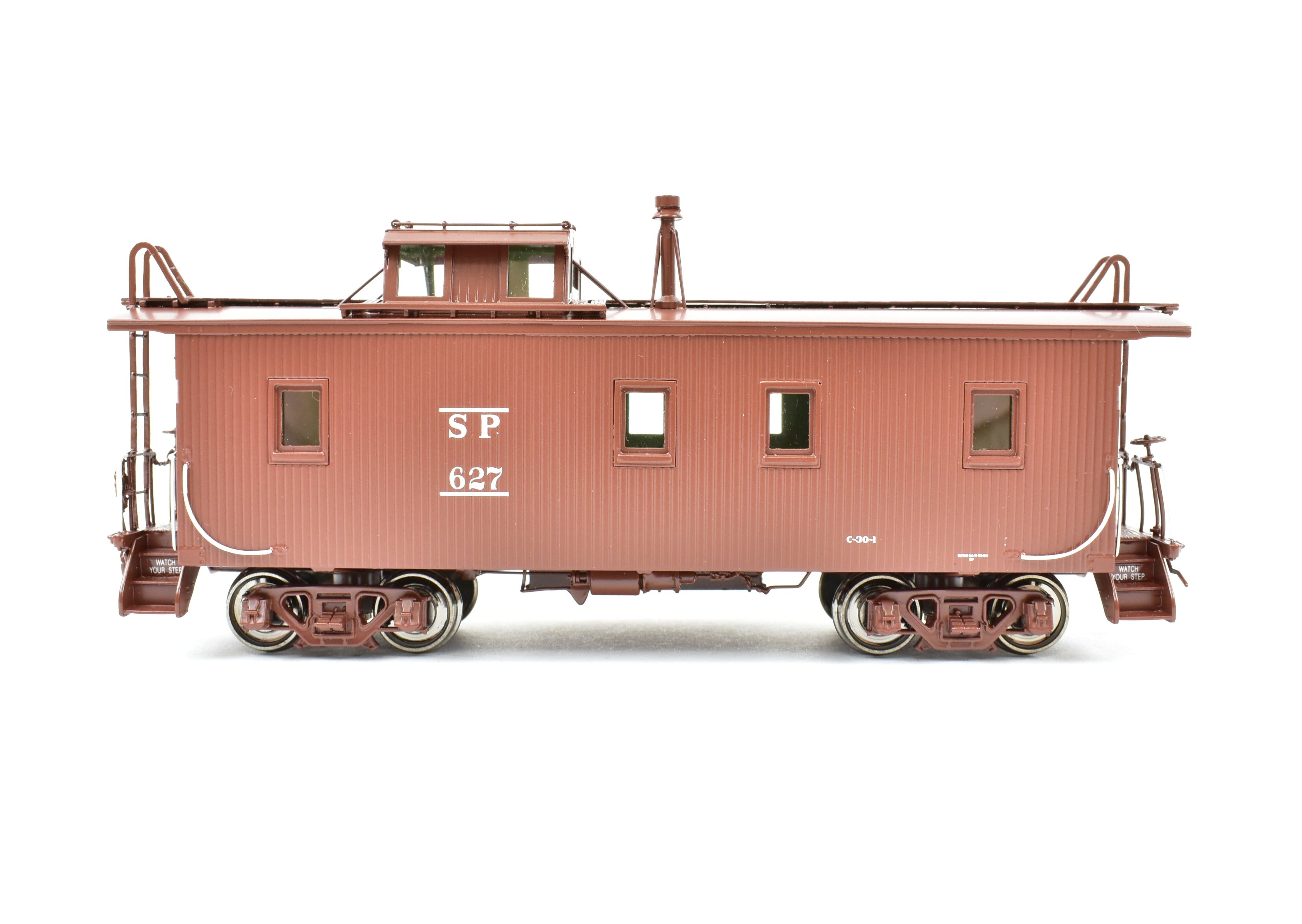 HO Scale Brass CIL - Challenger Imports SP - Southern Pacific Wood Side Caboose with Slant Side Cupola, Class C - 30 - 1, Freight Passenger No. 627 Model Train