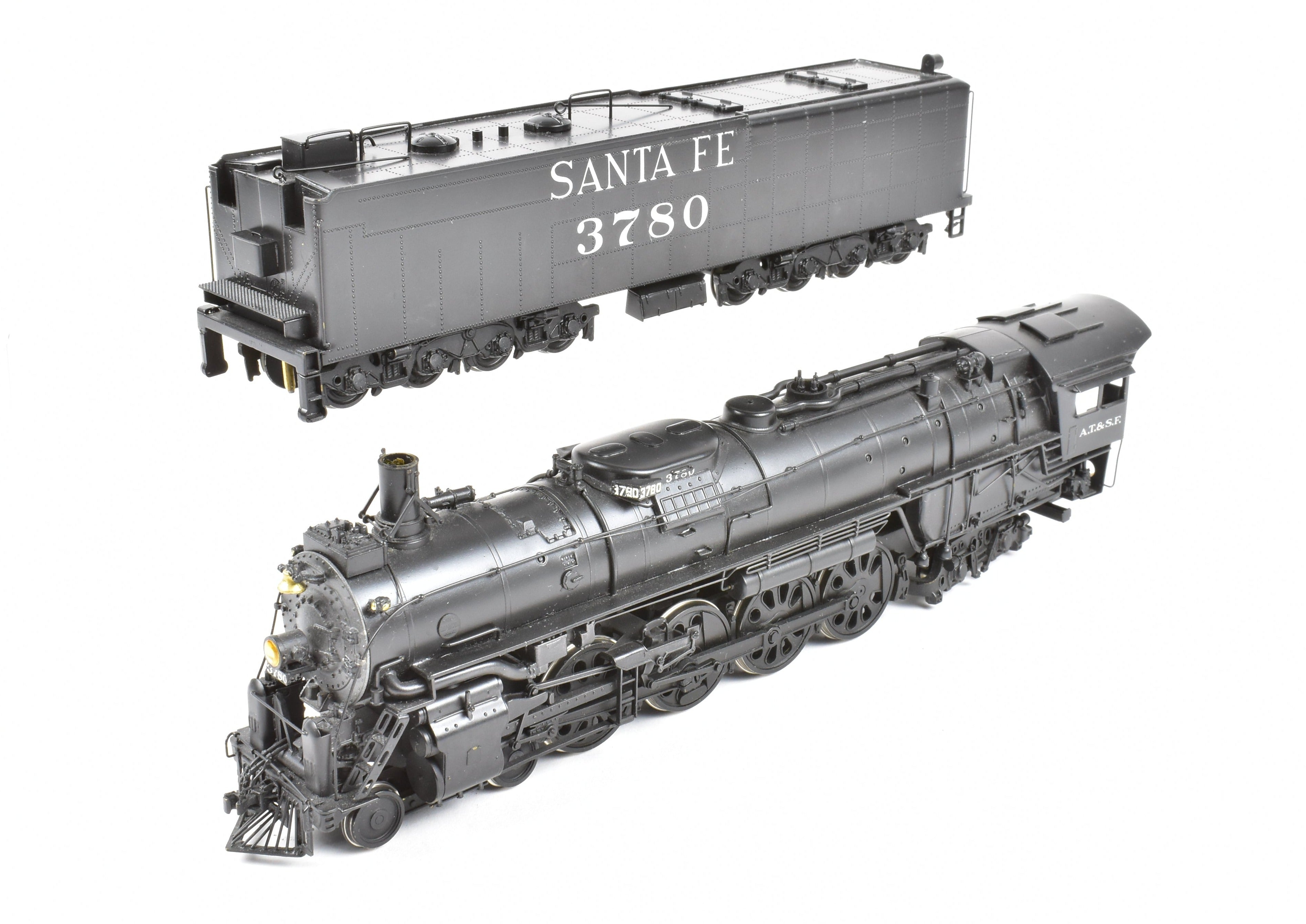 High - Quality HO Scale Brass Model Train CON PFM - United ATSF - Santa Fe 4 - 8 - 4 Northern with Tapered Rods, Custom - Painted Version
