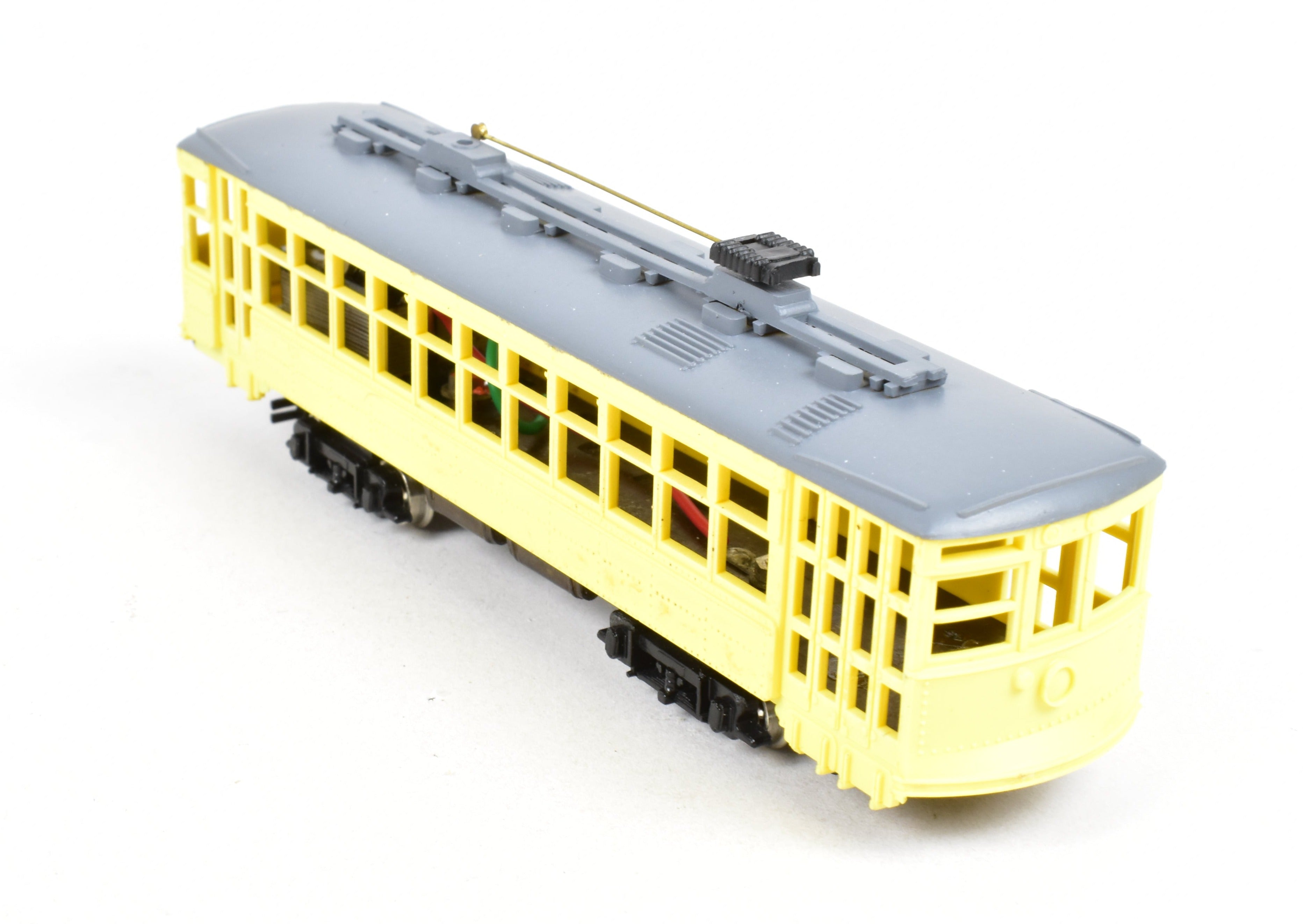 HO Scale American Car Co. Double - Truck Birney Trolley Model by Ken Kidder with Painted Plastic Body
