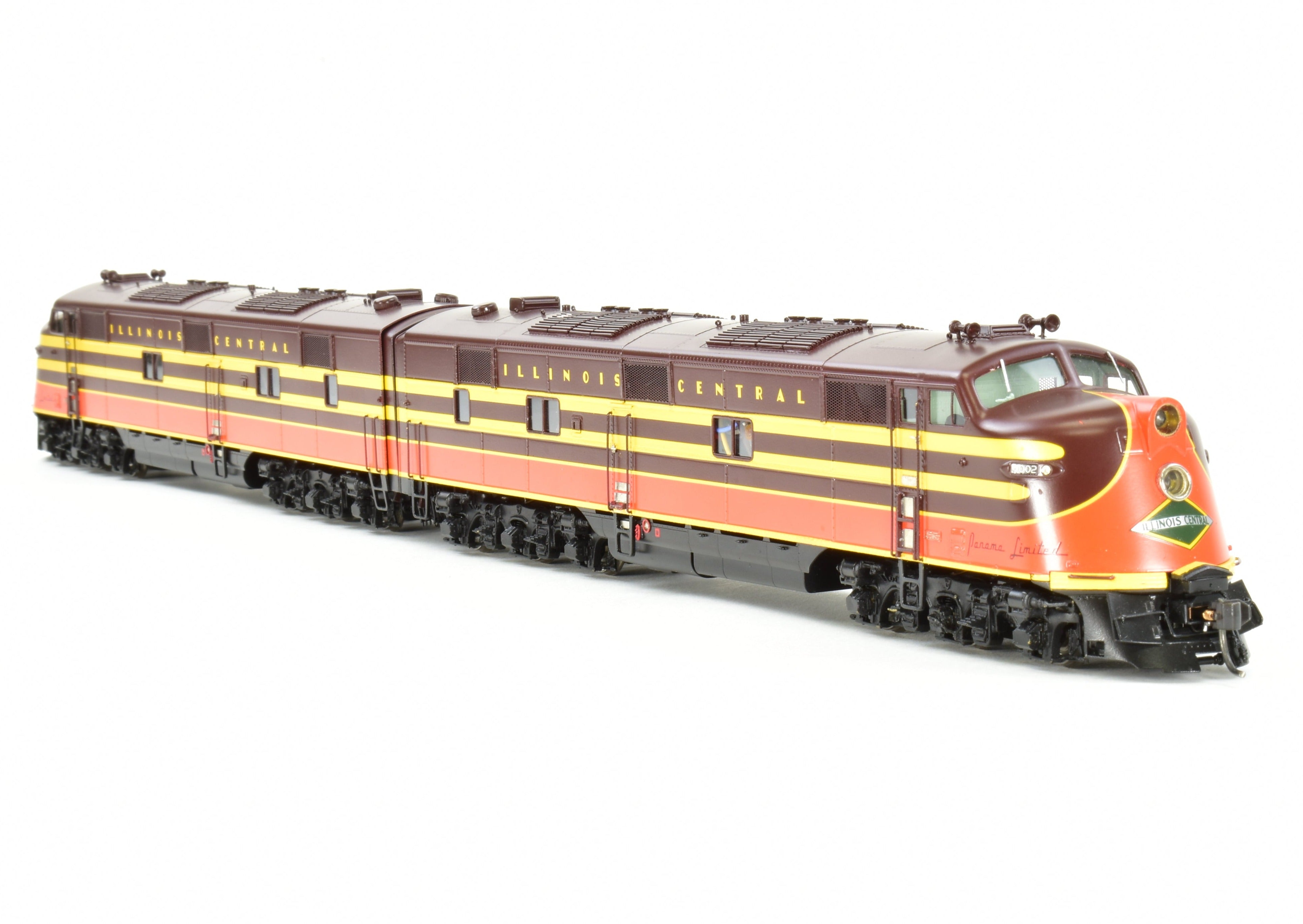 HO Scale Brass Model Train Set - Railway Classics Illinois Central 1942 Panama Limited 10-Car Set with EMD E6 AA Set F/P, Featuring ESU DCC & Sound System