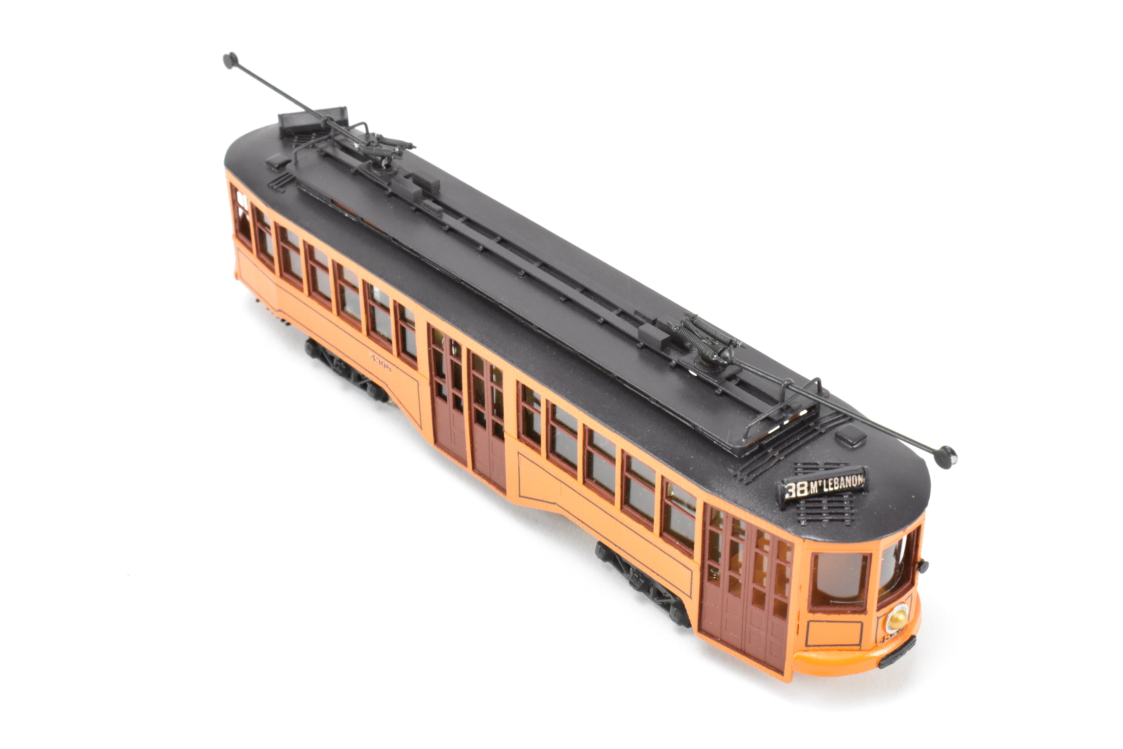 HO Scale Brass Custom-Painted Double-Ended Pittsburgh Railway Co. Jones Trolley Car #4398