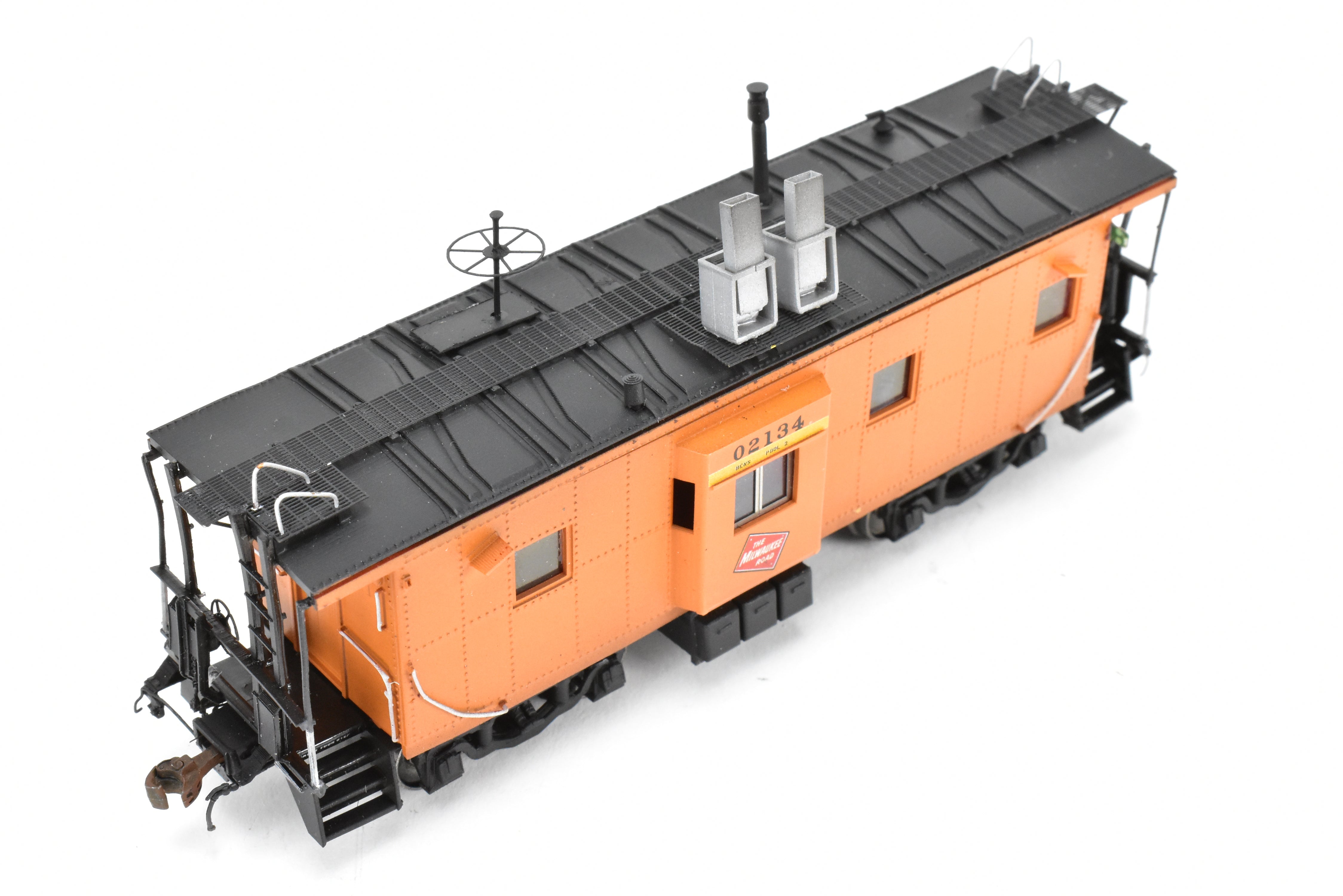 HO Scale 3D Printed Custom Painted Milwaukee Road Thrall Bay Window Caboose Model