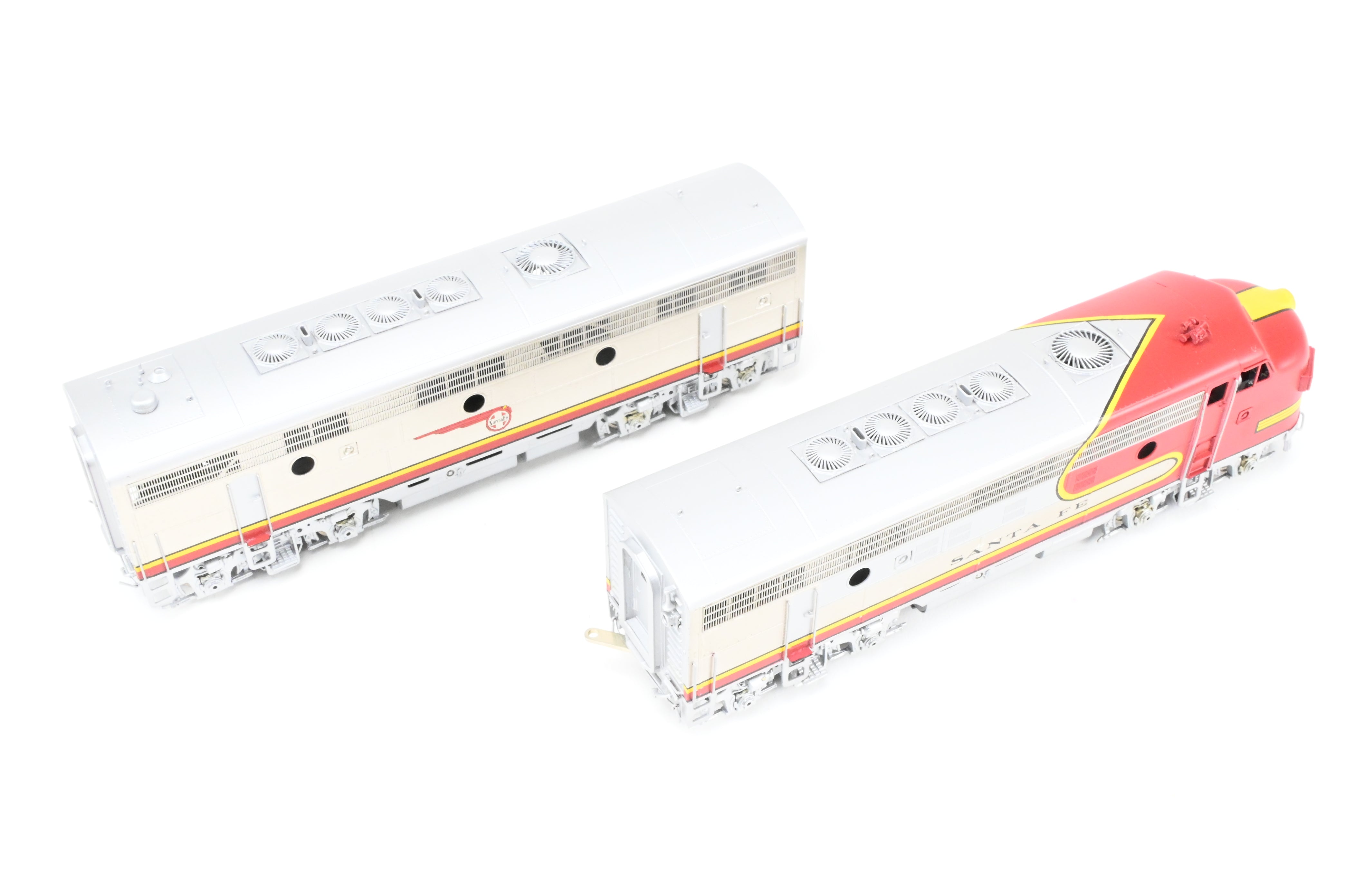 HO Scale Brass Model Train Oriental Limited ATSF - Santa Fe EMD F7 Phase II 1500 HP A/B/B/A Set with Factory Plated and Painted Finish