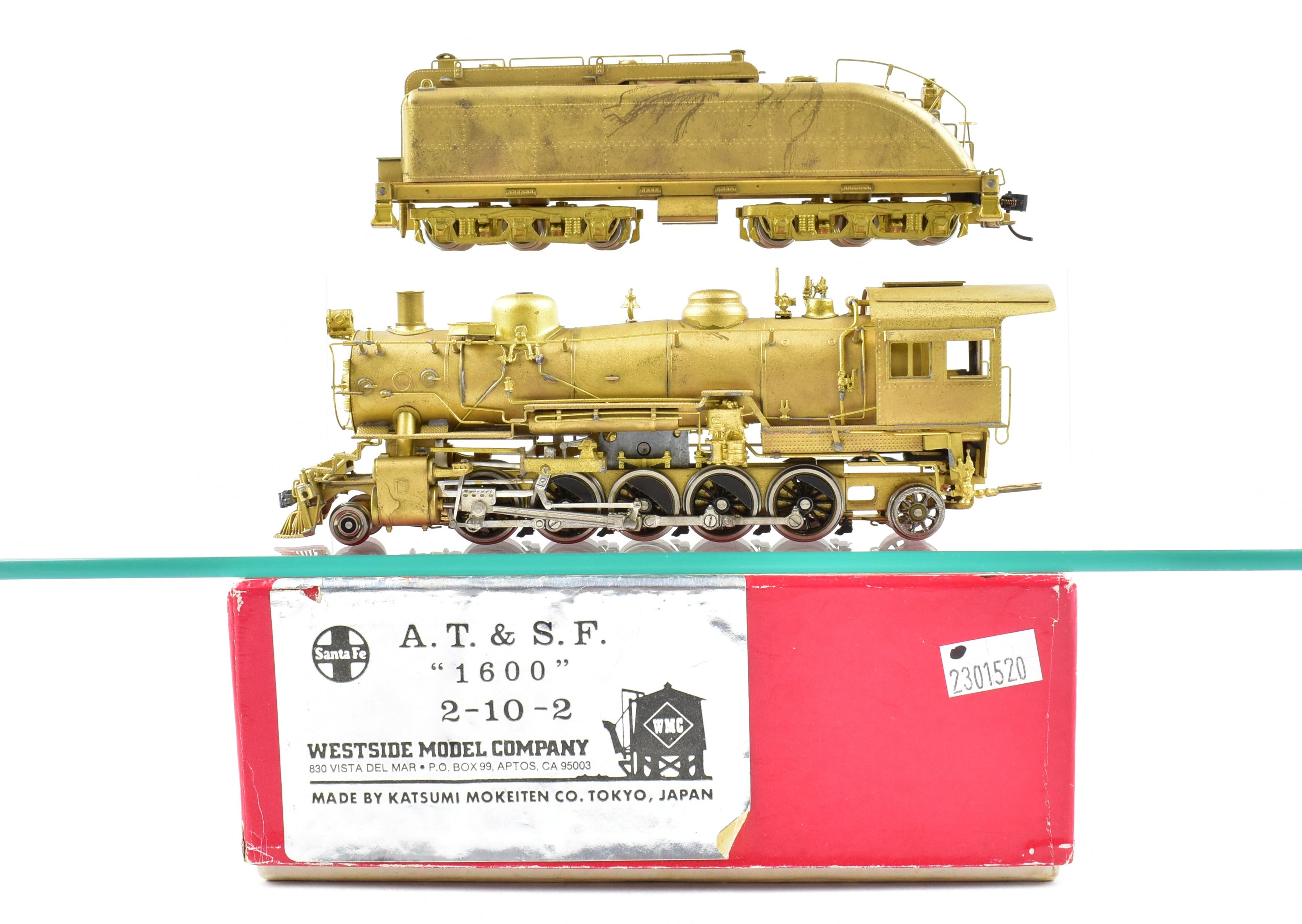 1979 HO Brass Westside Model Co. ATSF - Santa Fe 1600 2 - 10 - 2 Model with Spare Parts