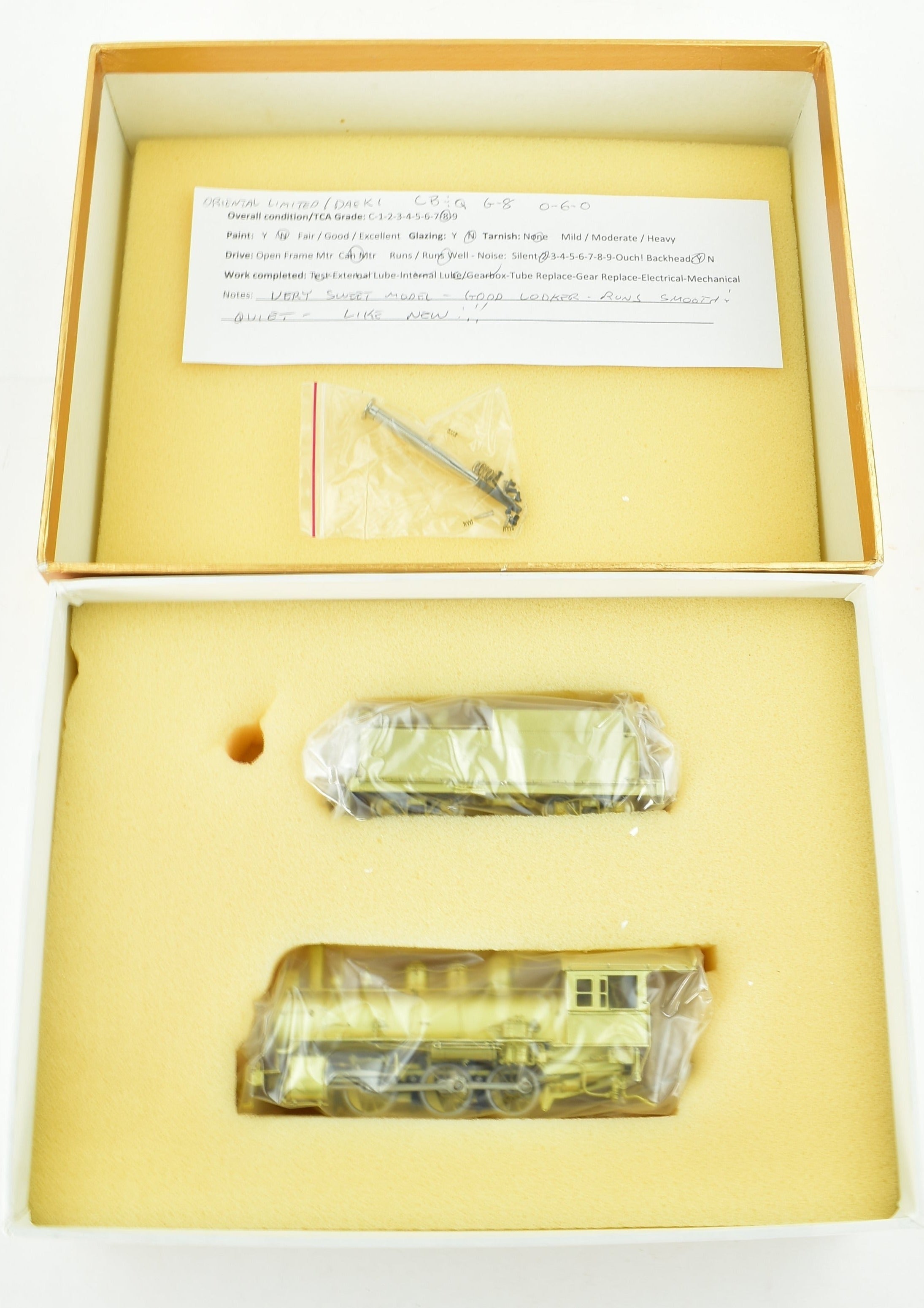 HO Scale Brass Model Train - Oriental Limited CB&Q - Burlington Route G - 8 0 - 6 - 0 Cross Compound Air Pump Replica