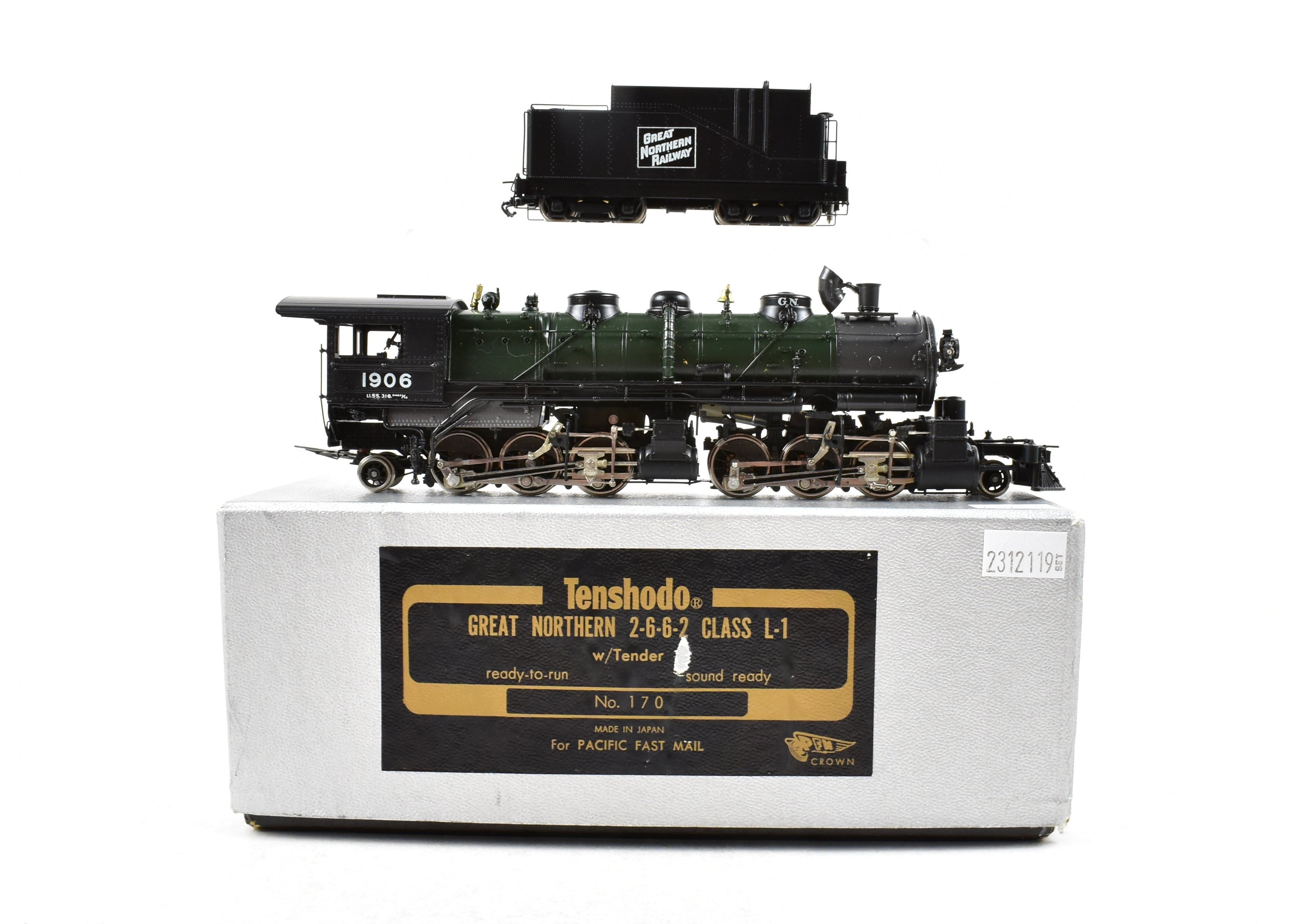 HO Scale Brass Model Train - PFM - Tenshodo GN - Great Northern 2-6-6-2 Class L-1 Crown FP Steam Locomotive #1906