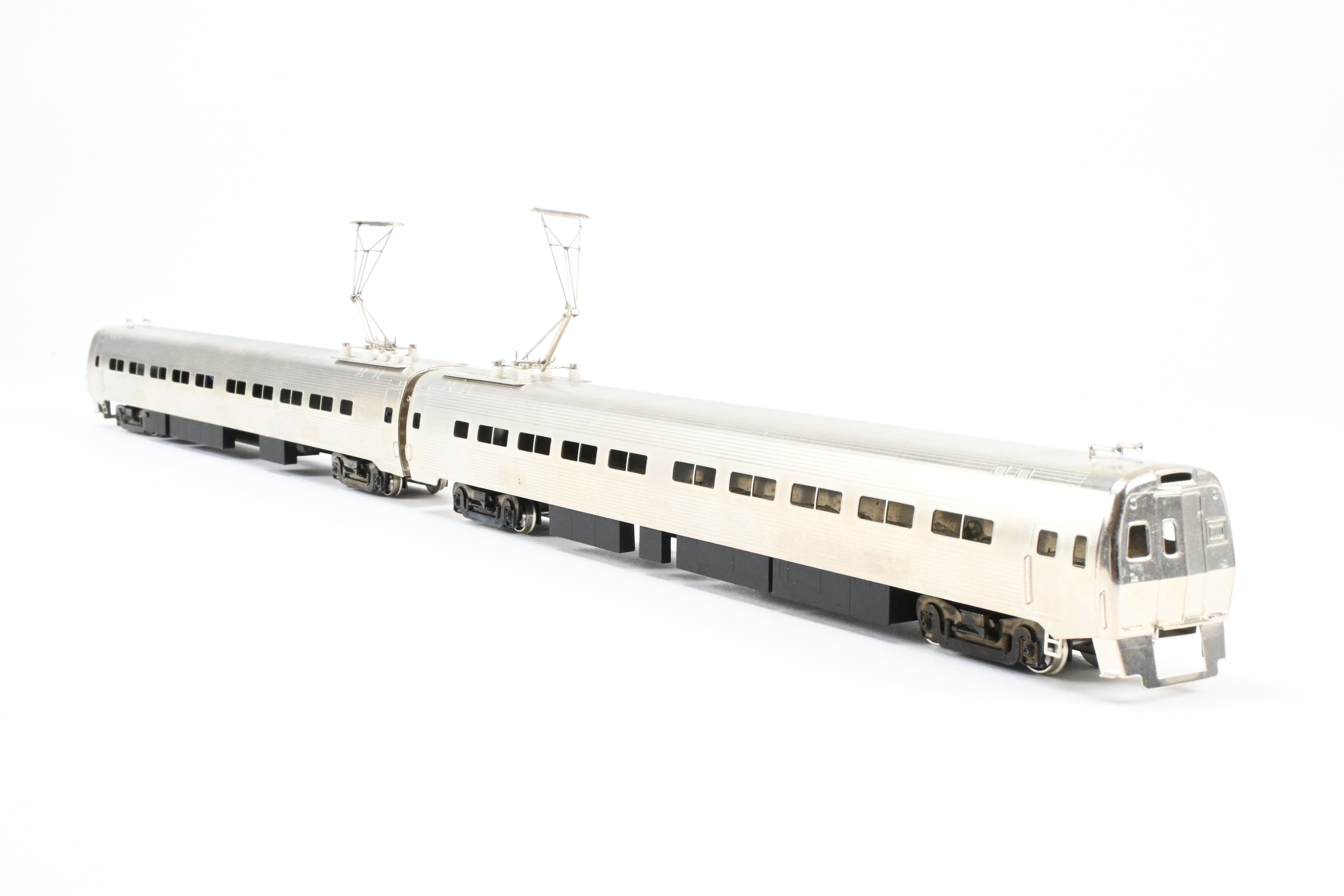 HO Scale Brass Gem Models Collectible PC - Penn Central/Amtrak Budd Metroliner 2-Car Set (1 Powered and 1 Non-Powered) with Factory Plated and Unlettered Finish