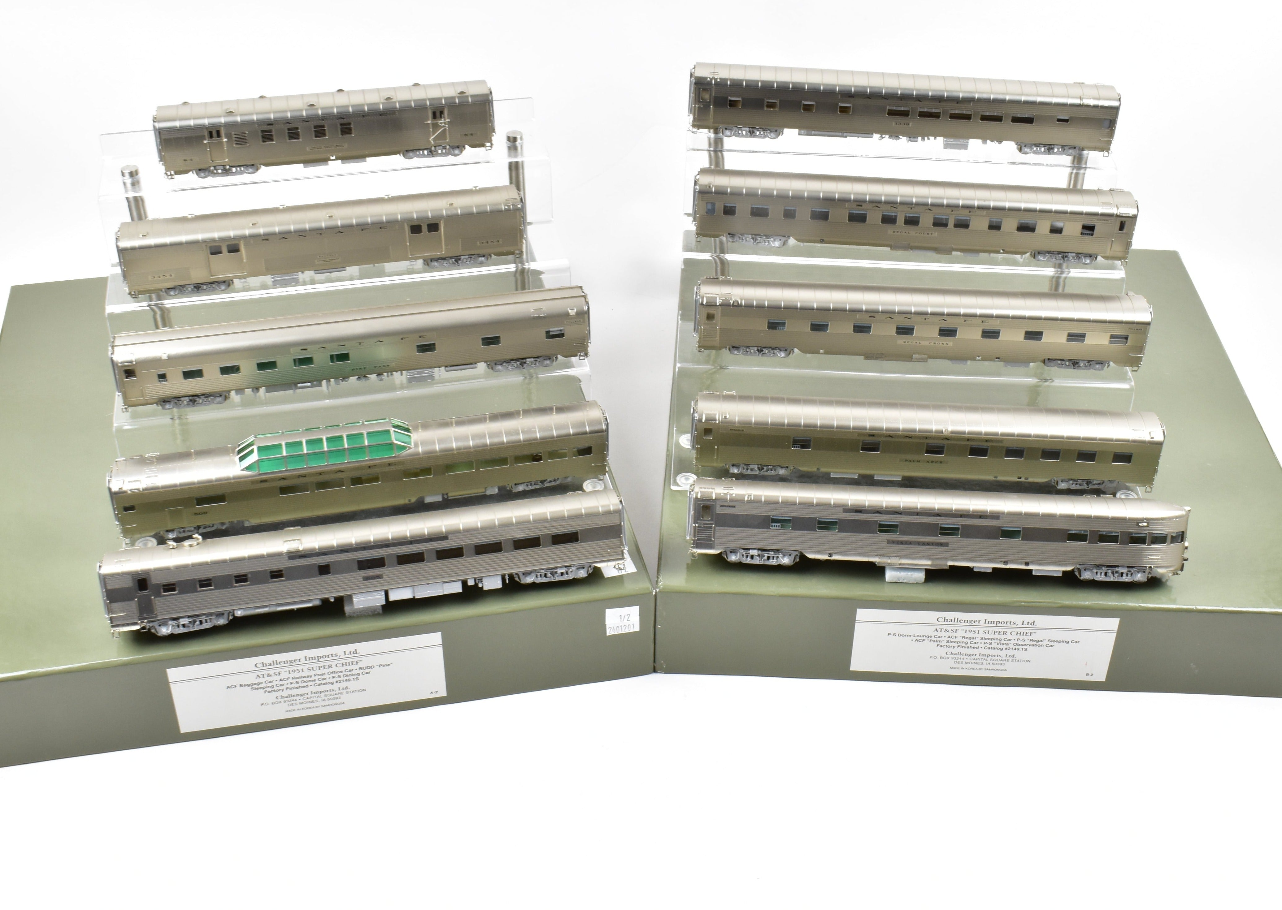 1951 ATSF Santa Fe Super Chief 10-Car Set by HO Brass CIL - Challenger Imports