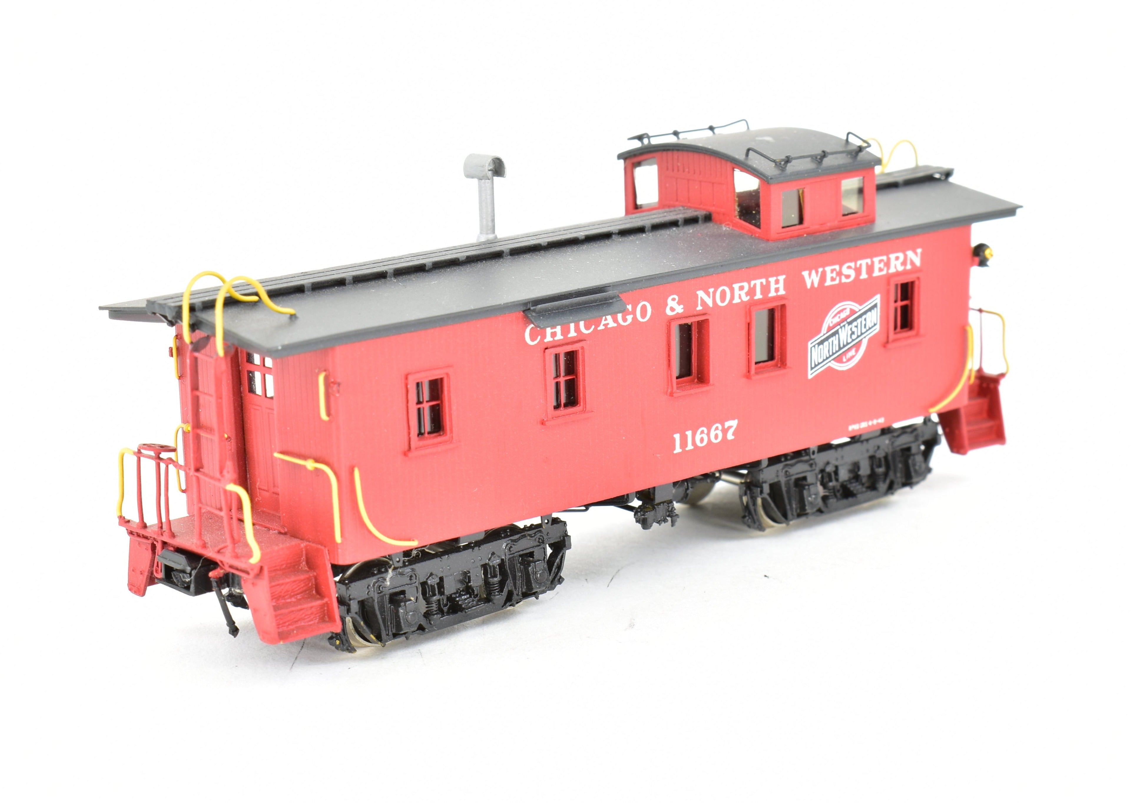 HO Scale Brass Chicago & North Western (C&NW) Wood Caboose with Number Board Version CP by Overland Models, Inc. (OMI)
