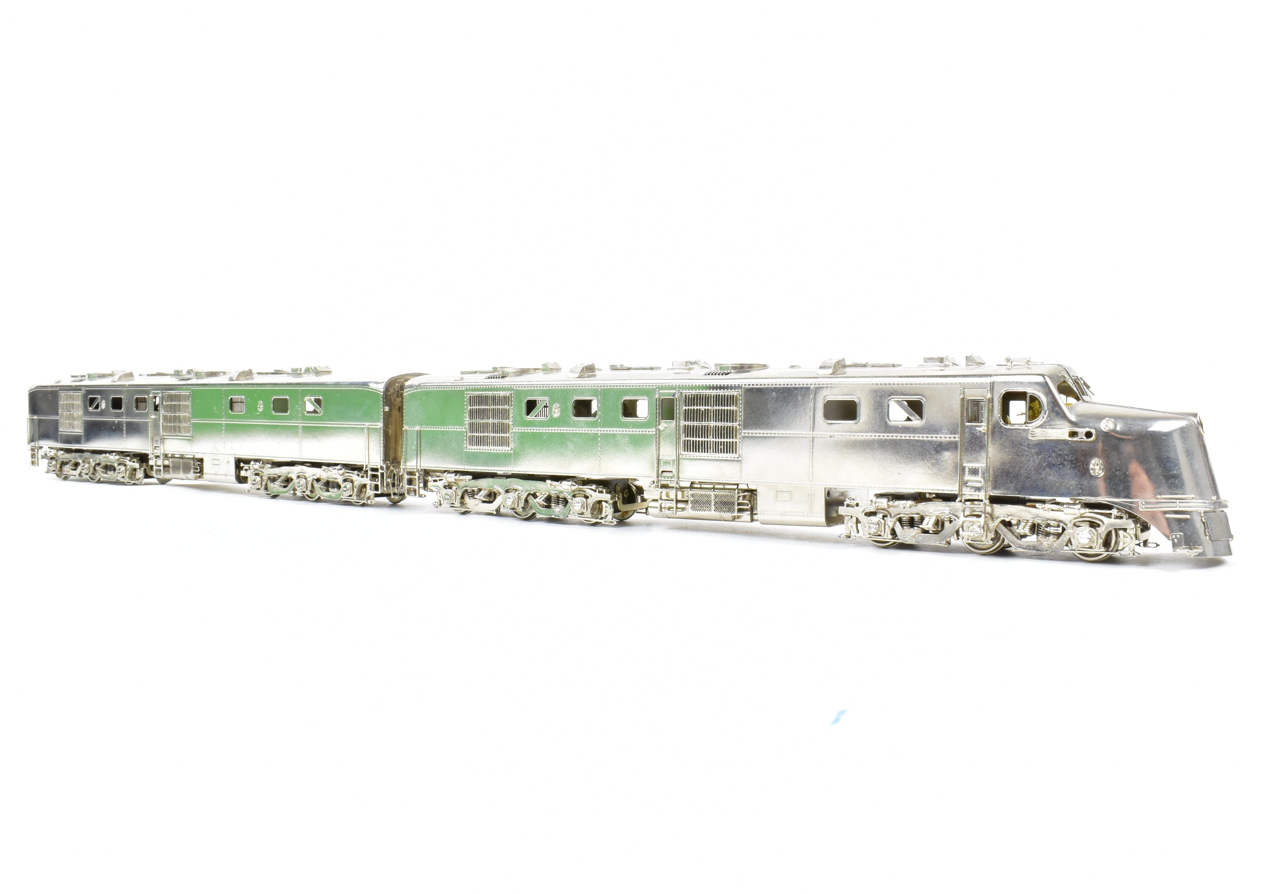 HO Scale Brass Model Train Set by Overland Models Inc. (OMI) - AT&SF Santa Fe ALCO DL - 107A #50 and DL - 108B #50A Factory - Plated but Unlettered Set