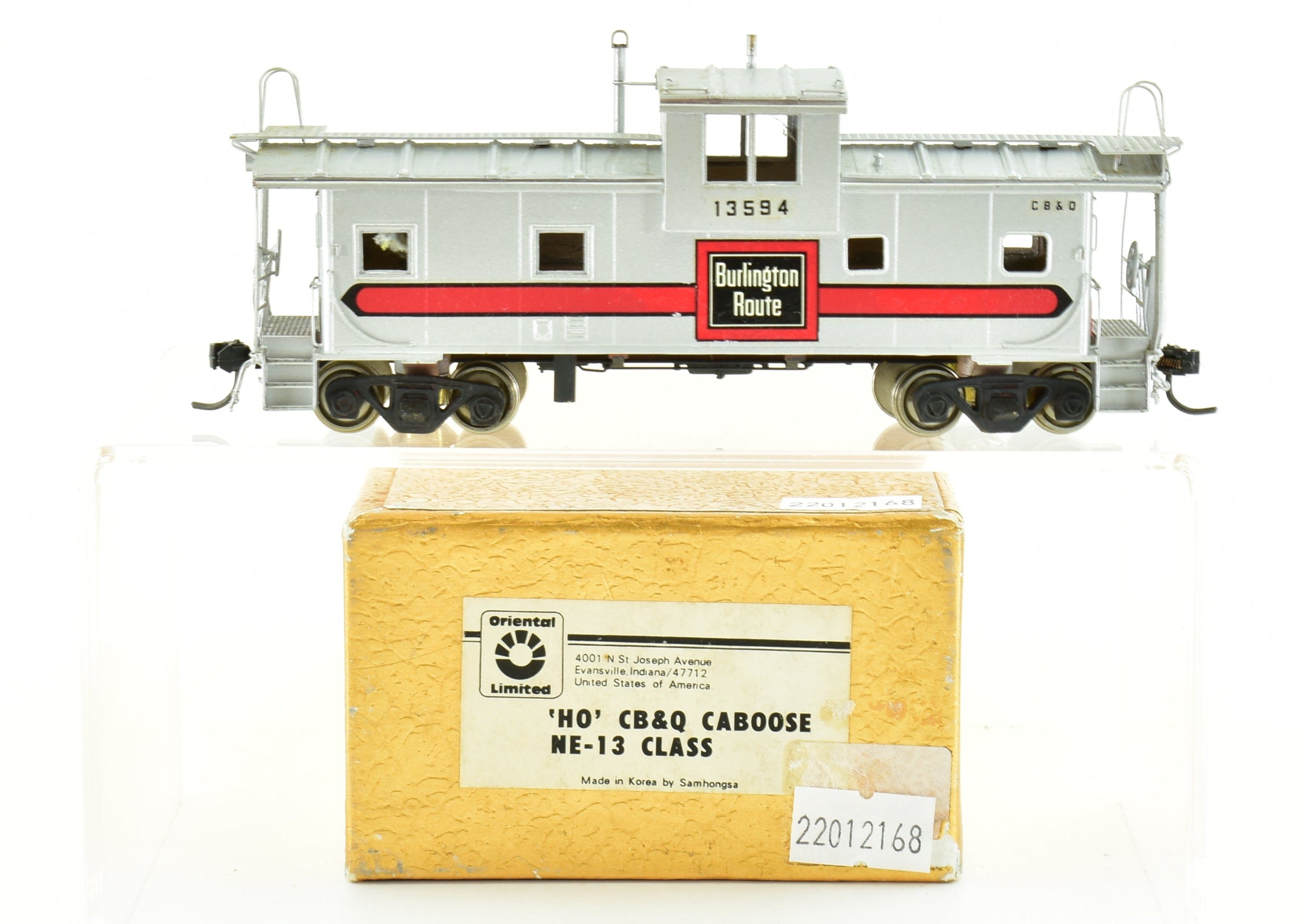 HO Scale Brass Model of Oriental Limited CB&Q - Burlington Route NE - 13 Wide Vision Waycar Steel Caboose CP for Model Train Enthusiasts