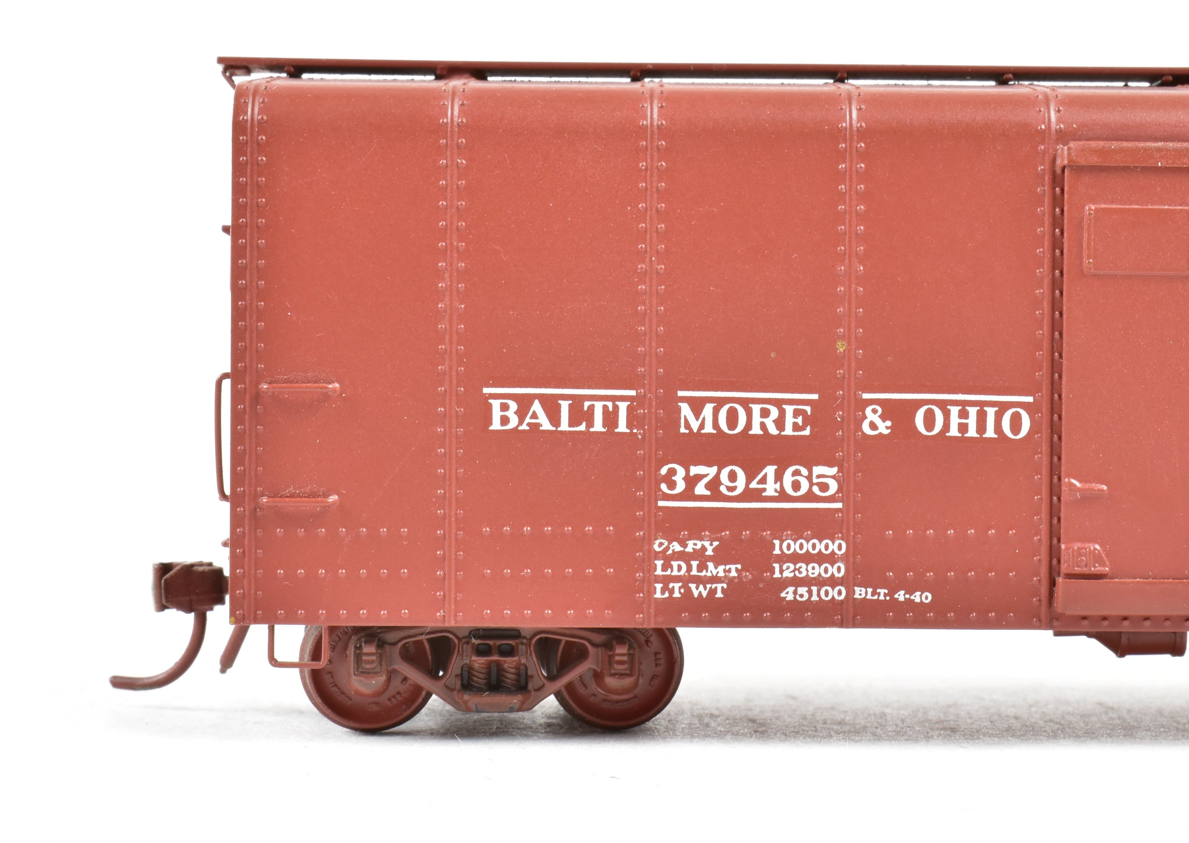 HO Scale Brass Model Trains - B&O M - 53 Round Roof 40 - Foot Custom - Painted Boxcar by Trains Inc., Without Original Box