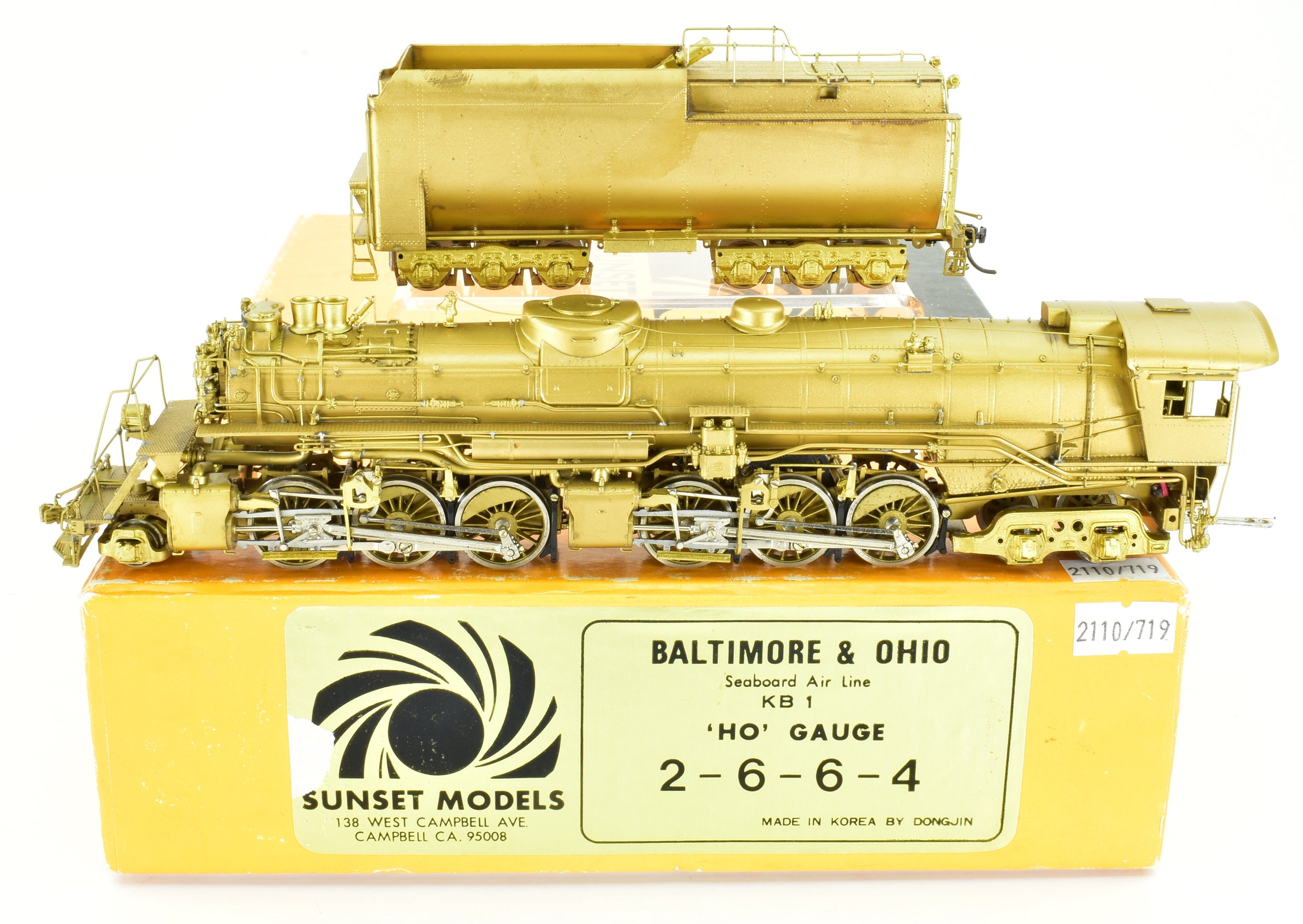 HO Scale Brass Sunset Models B&O & SAL KB-1 2-6-6-4 Imported Locomotive