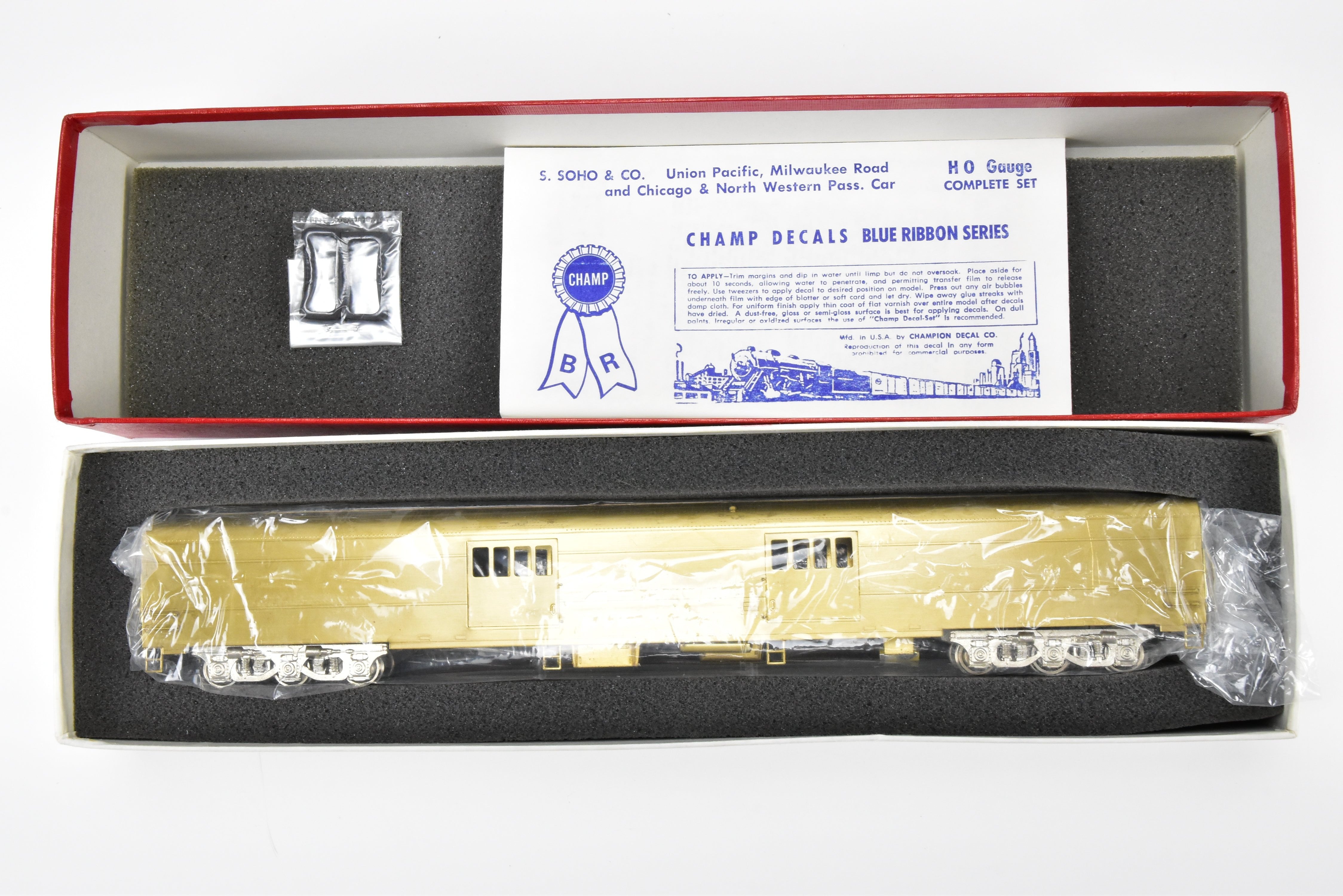 HO Scale Brass Model - S. Soho & Co. Union Pacific 1949 ACF 5700 Series Streamlined Baggage Car for Model Railroads