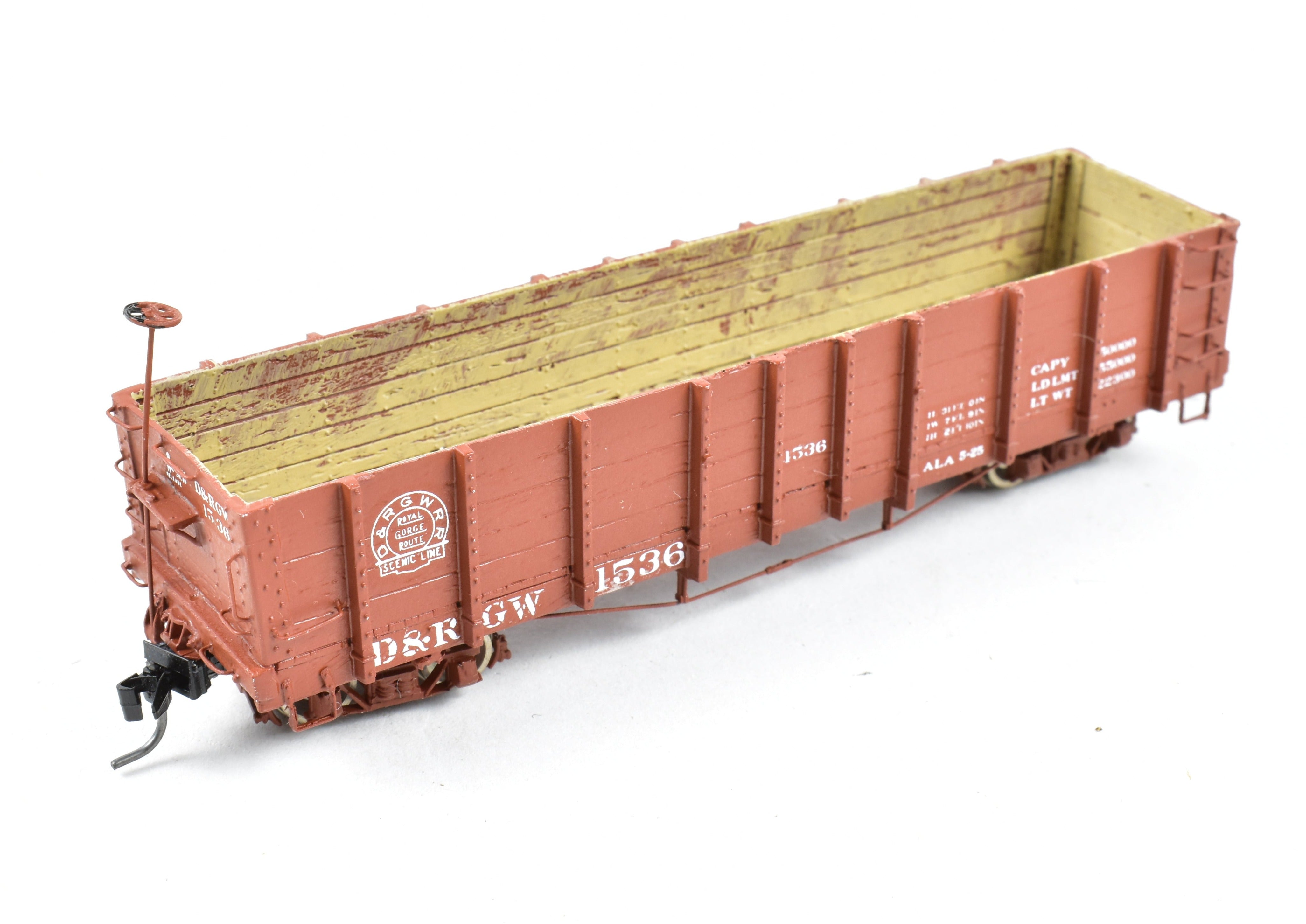 1930s HOn3 Scale Pro - Built Denver & Rio Grande Western (D&RGW) Gondola Model by Leadville Supply Company, Herald #1536