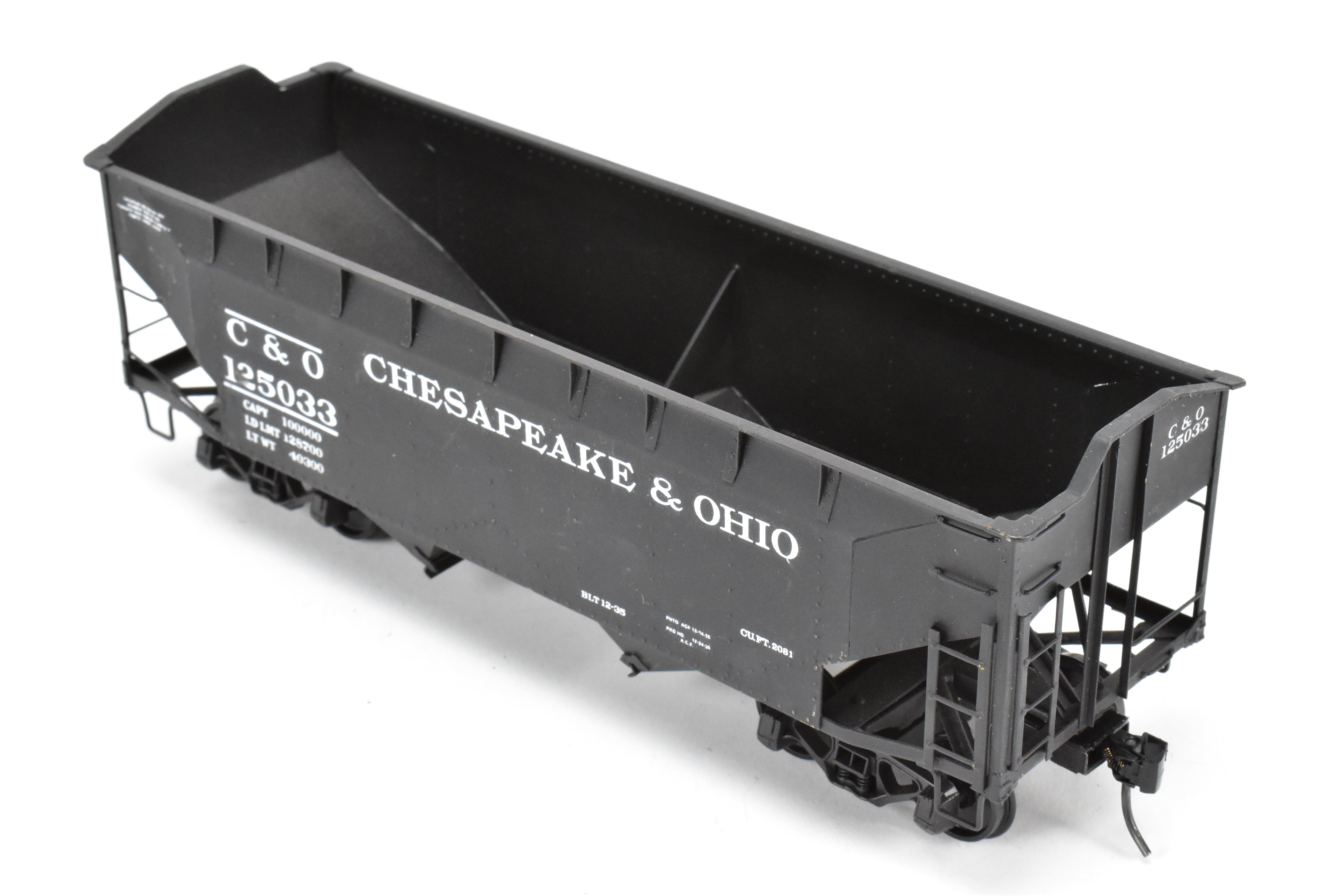 O Scale Custom Painted C&O Brass US Hobbies 2 Bay Hopper No. 125033