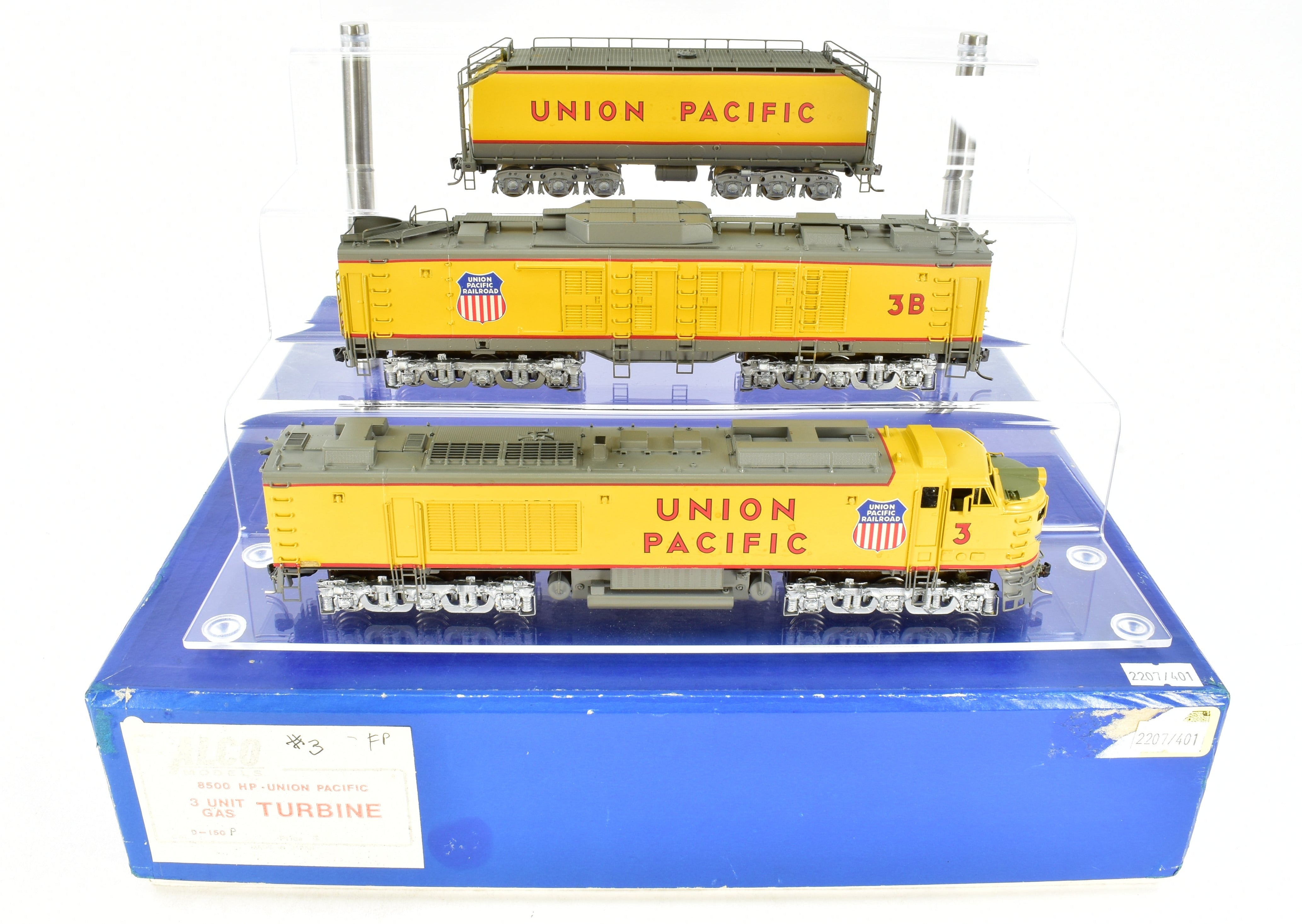 HO Scale Brass ALCO Union Pacific 3-Unit Gas Turbine Electric Model Train - Big Blow Variant with Custom Paint, DCC & Tsunami Sound