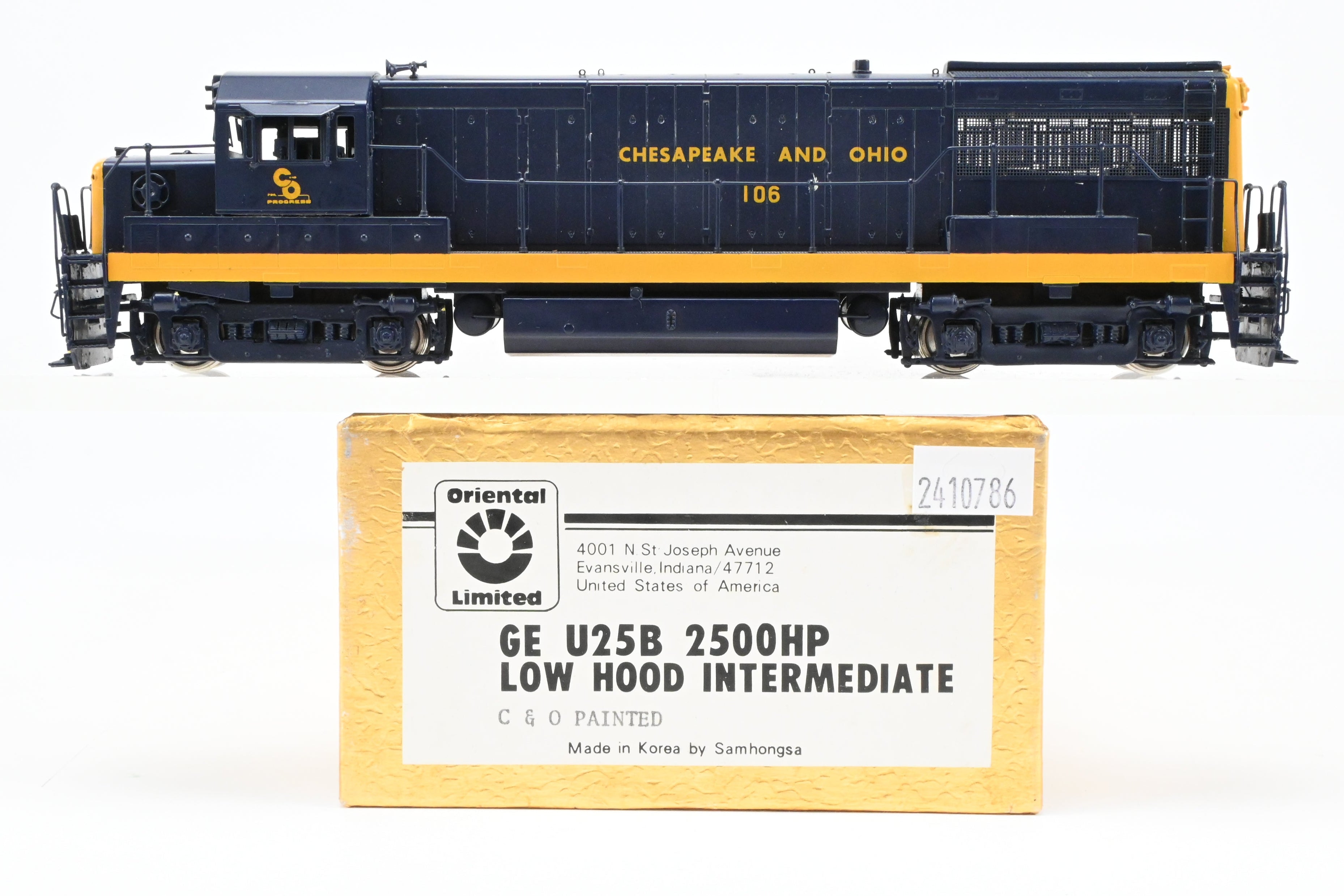 HO Brass Oriental Limited C&O GE U25B 2500 HP Low Hood Intermediate Factory-Painted Model