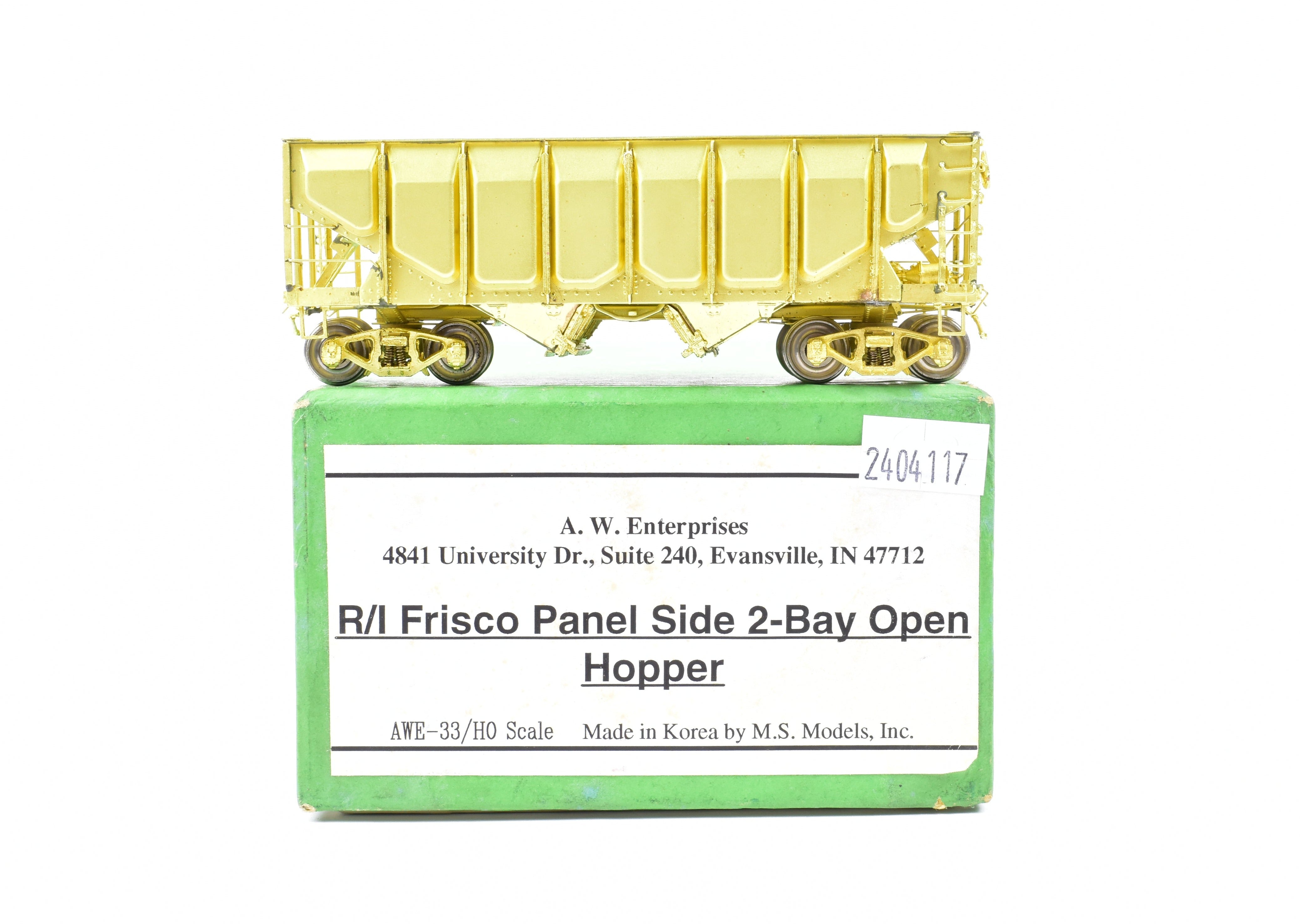 AWE Enterprises HO Brass 2-Bay Open Hopper with Frisco Panel Side