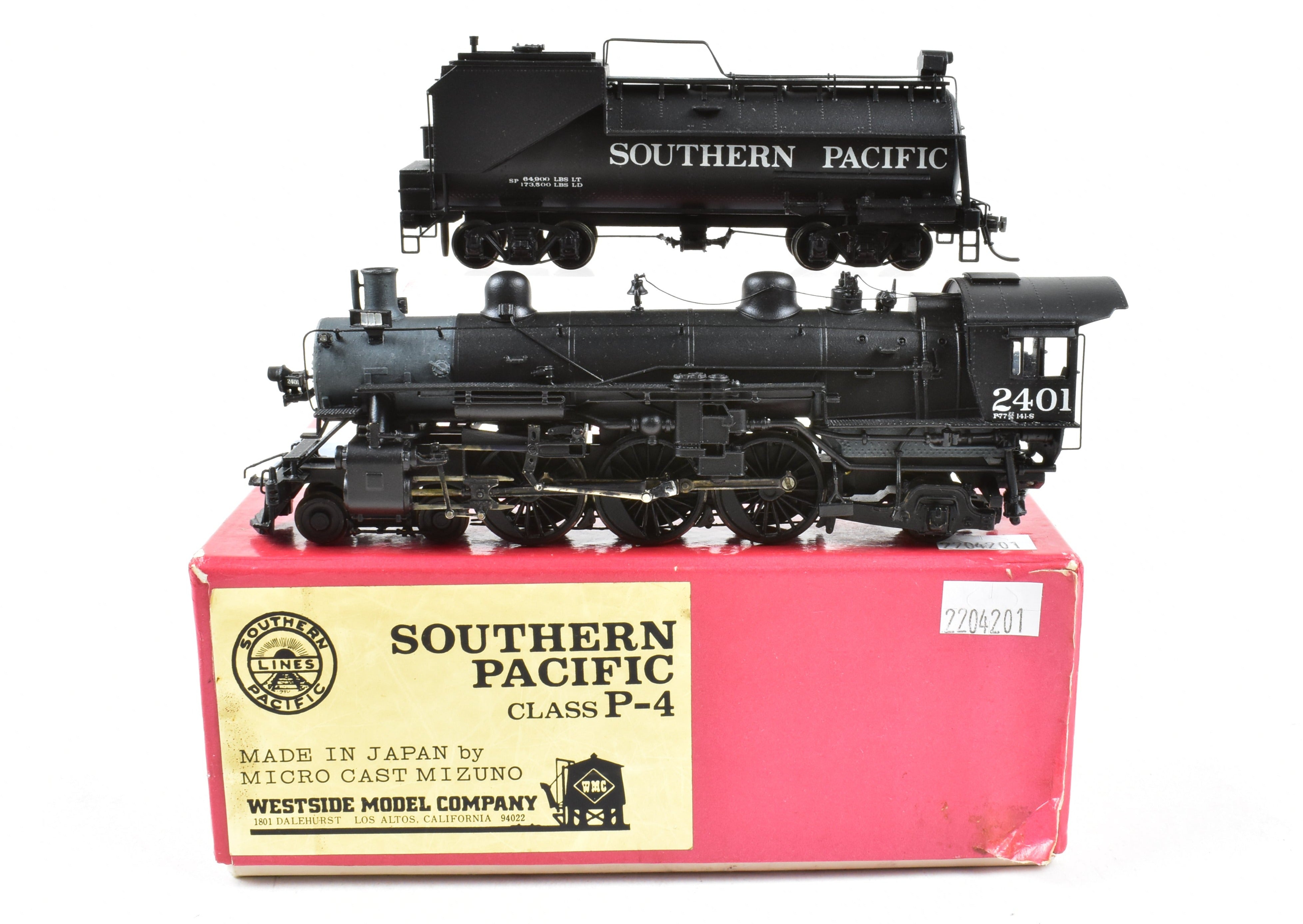 HO Scale Brass Model Train - Westside Model Co. Southern Pacific Class P - 4 4 - 6 - 2 Pacific Locomotive with Custom Painting