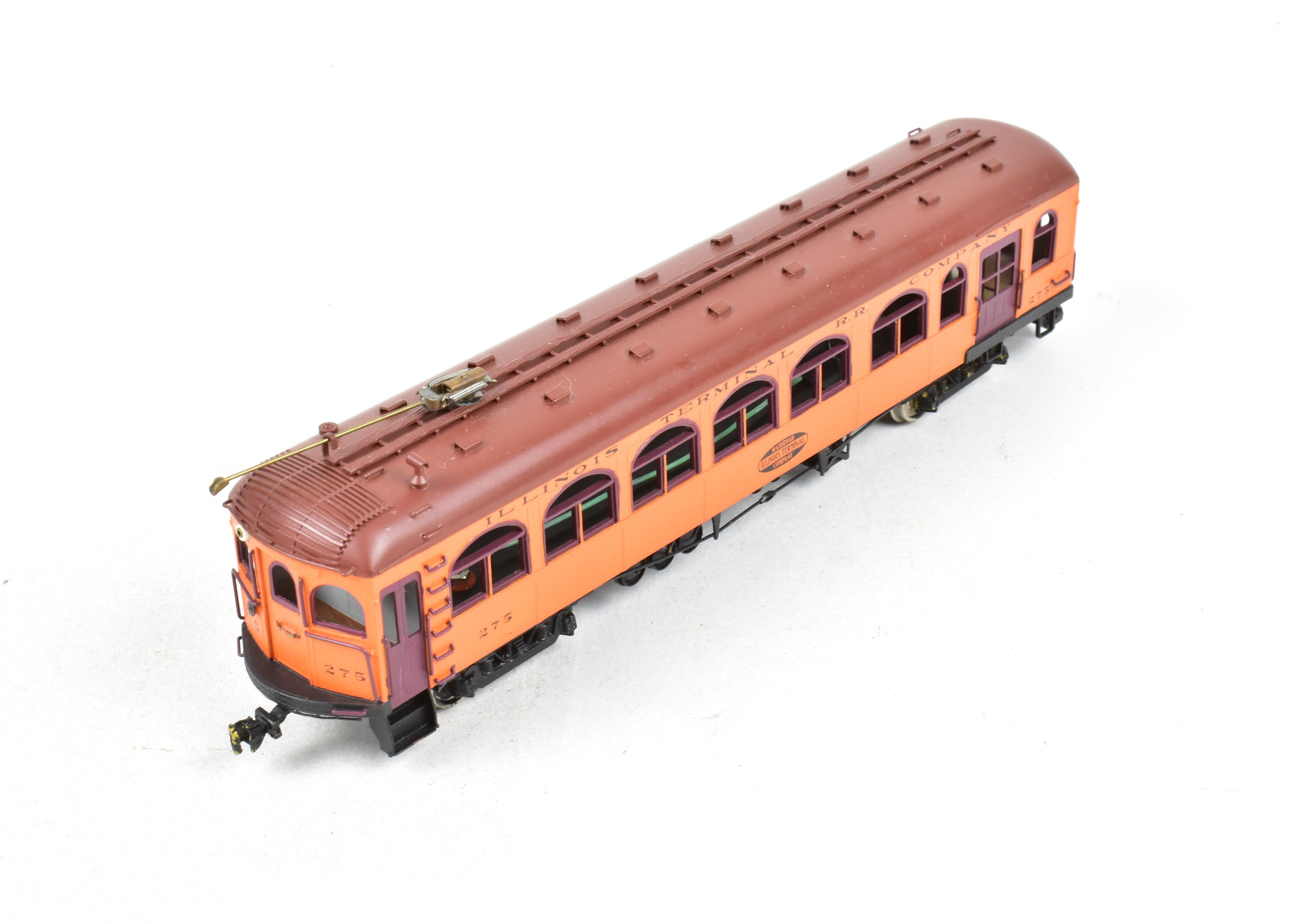 HO Scale Brass Illinois Traction Tangerine Flyer Powered Combine Model #275 by GSB Rail Associates with Custom Painting