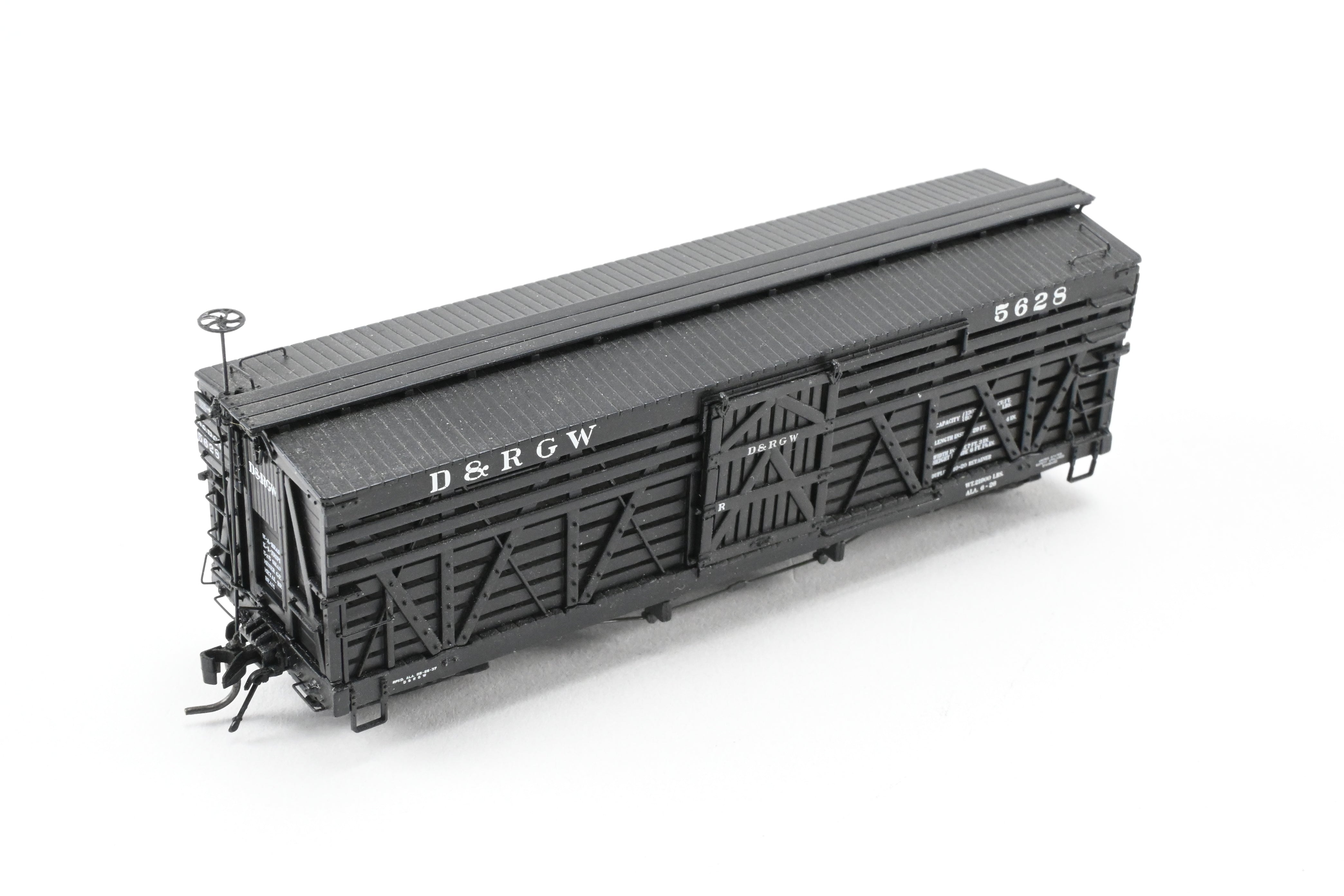 HOn3 Blackstone D&RGW - Denver & Rio Grande Western 30' Black Stock Car No. 5628