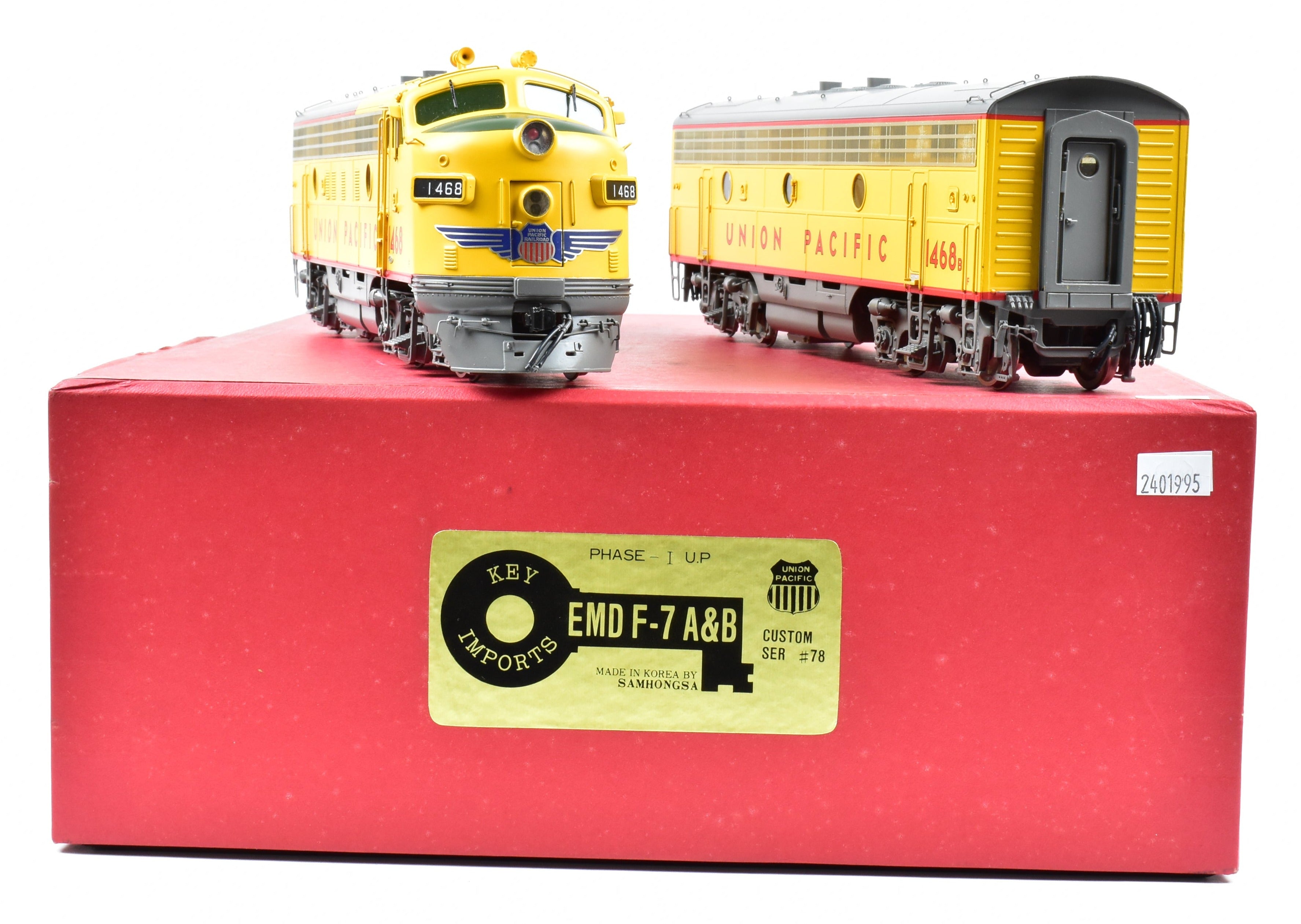 O Scale Brass Key Imports Union Pacific EMD F - 7A/B Locomotive Set with Factory Painting, Model No. 1468 & 1468B