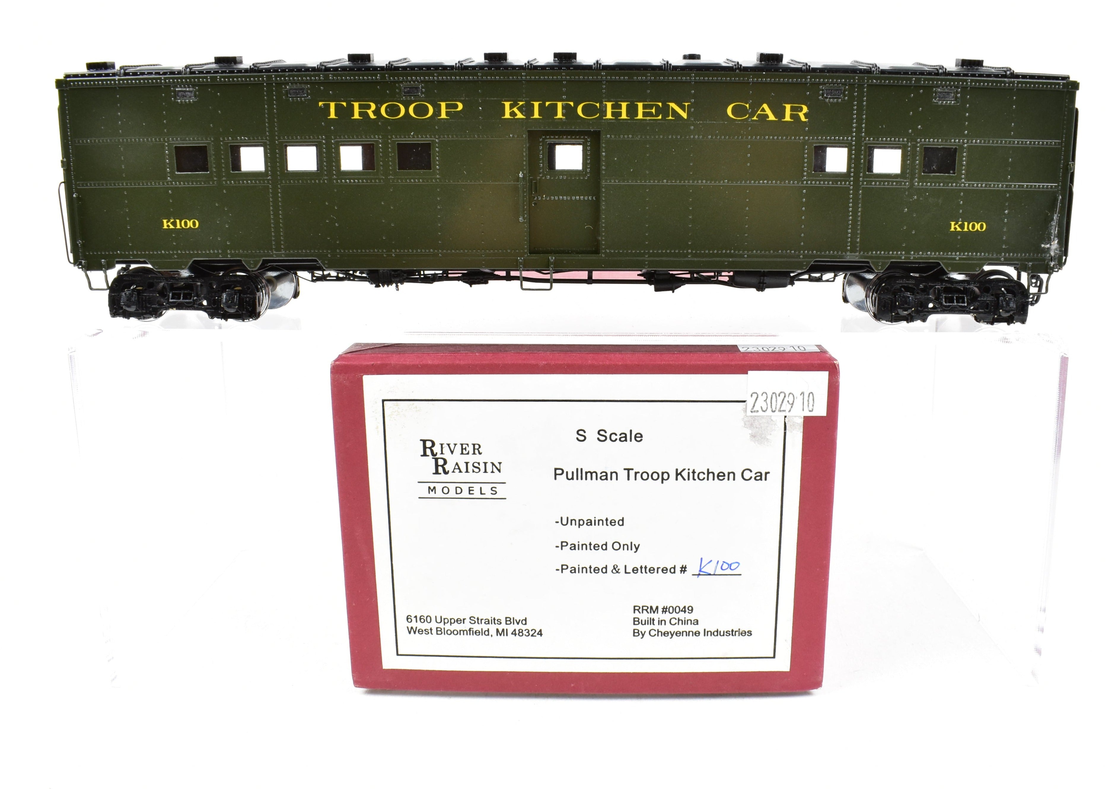 Steam Brass Pullman Troop Kitchen Car FP K100 Model by River Raisin, Ideal for Model Train Enthusiasts