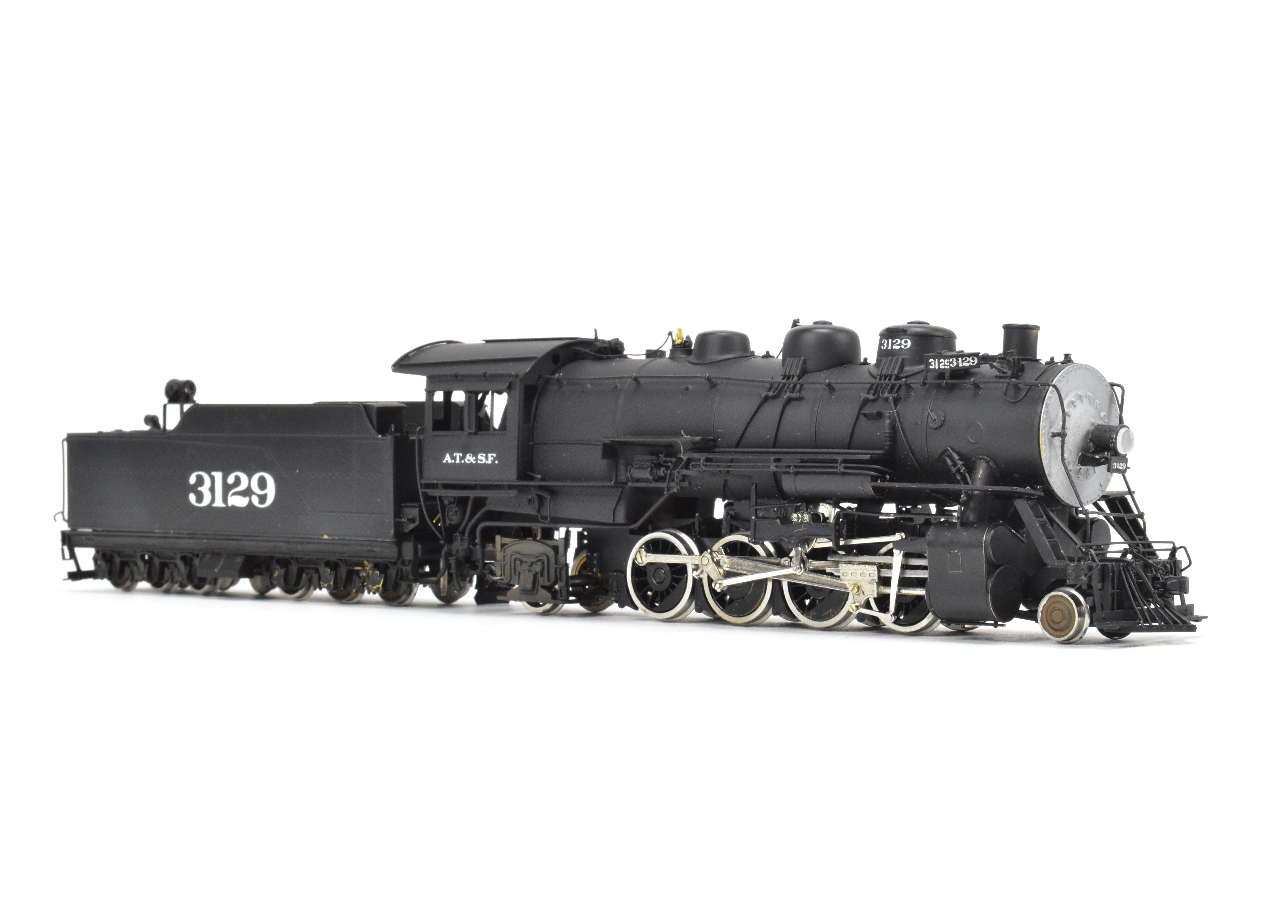 HO Scale Brass Model Train - Hallmark Models ATSF - Santa Fe 3129 Class 2-8-2 Consolidation Locomotive with Pre - installed Digitrax DCC System