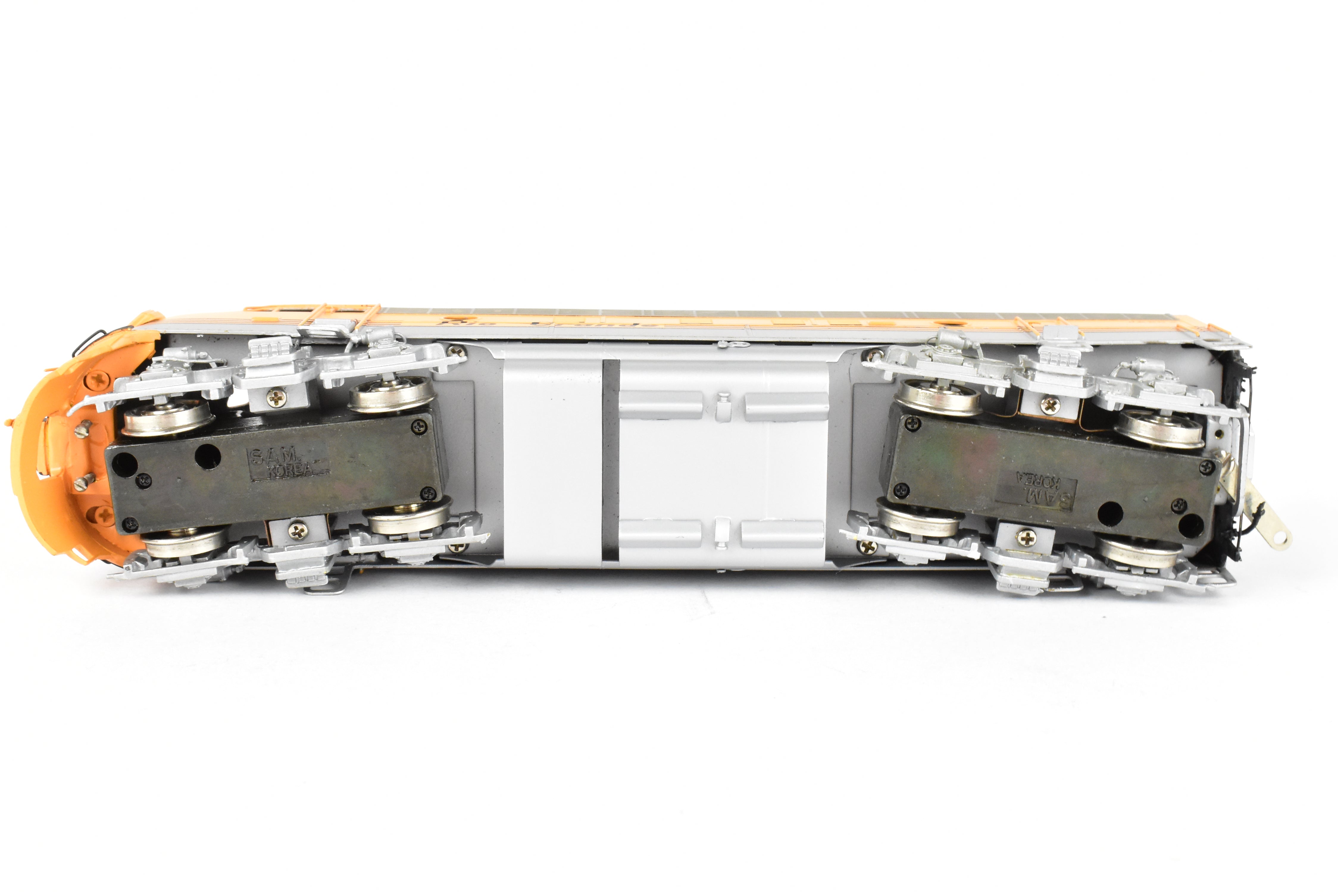 HO Brass Oriental Limited D&RGW EMD F7 A/B/B/A Set, 1500 HP, 5-Stripe Paint