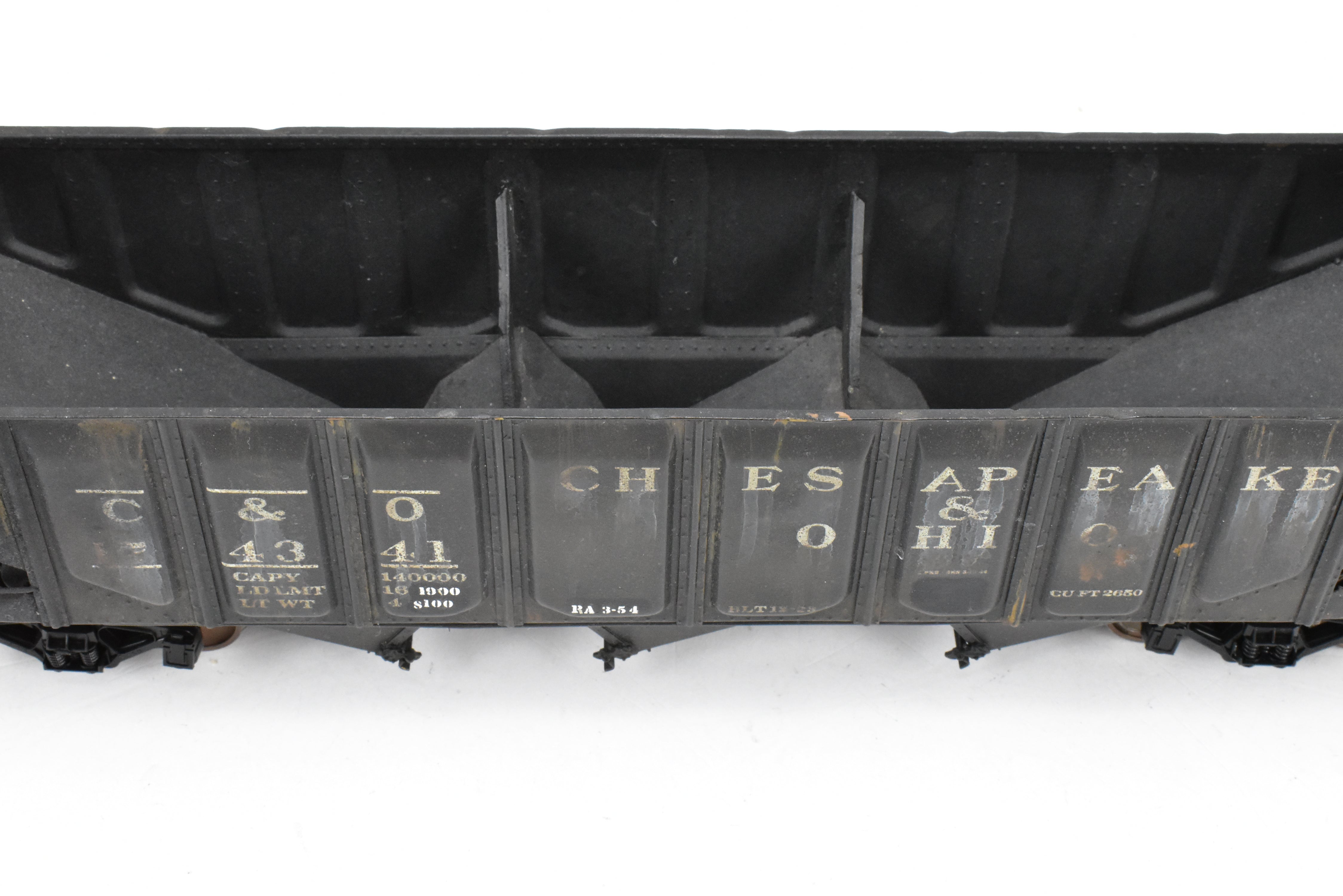 O Scale Custom Weathered Brass C&O 70 Ton Triple Hopper with Rounded Ends