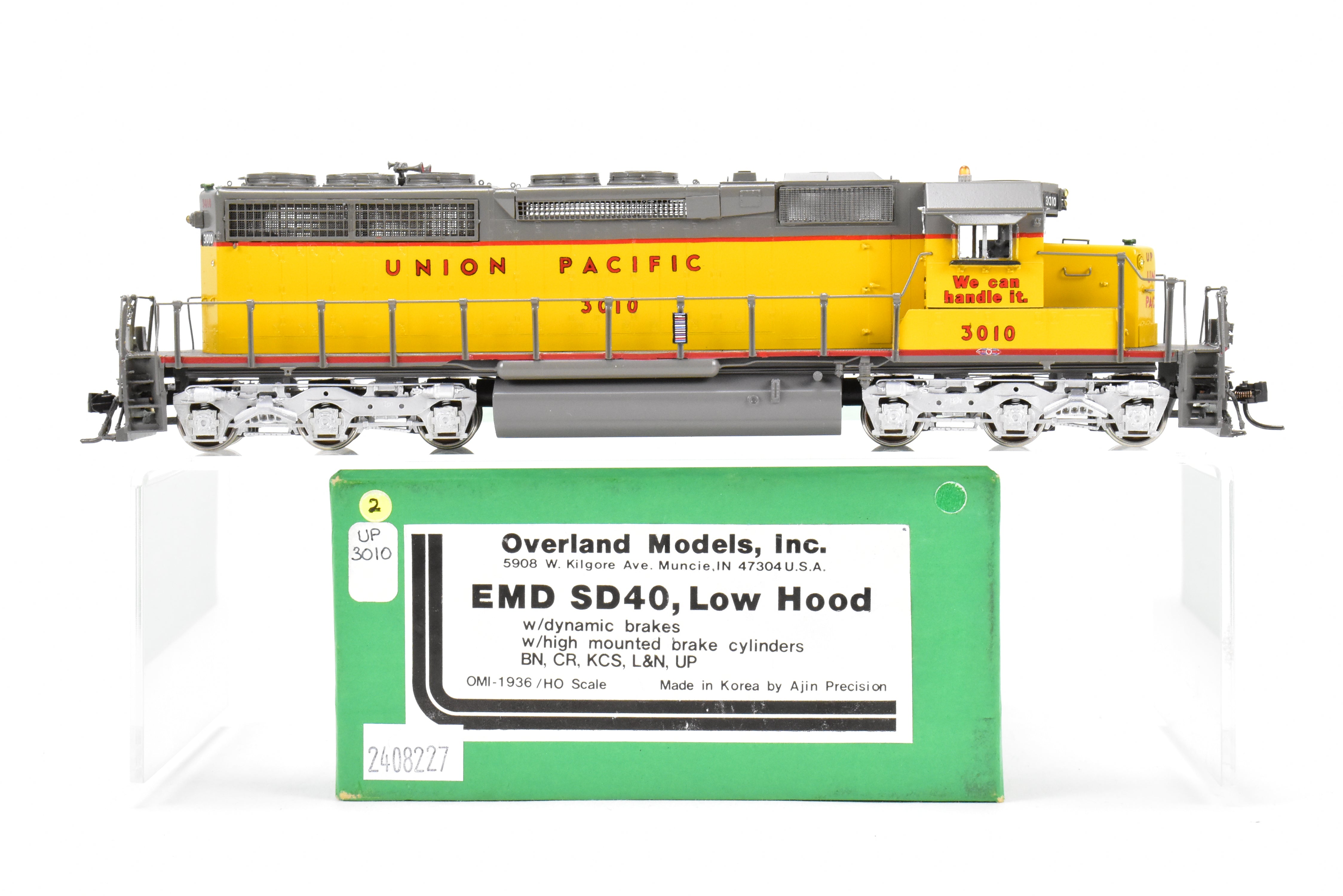 HO Scale Brass Model Train - Overland Models Inc. Union Pacific EMD SD40 Low Hood Custom Painted Locomotive No. 3010