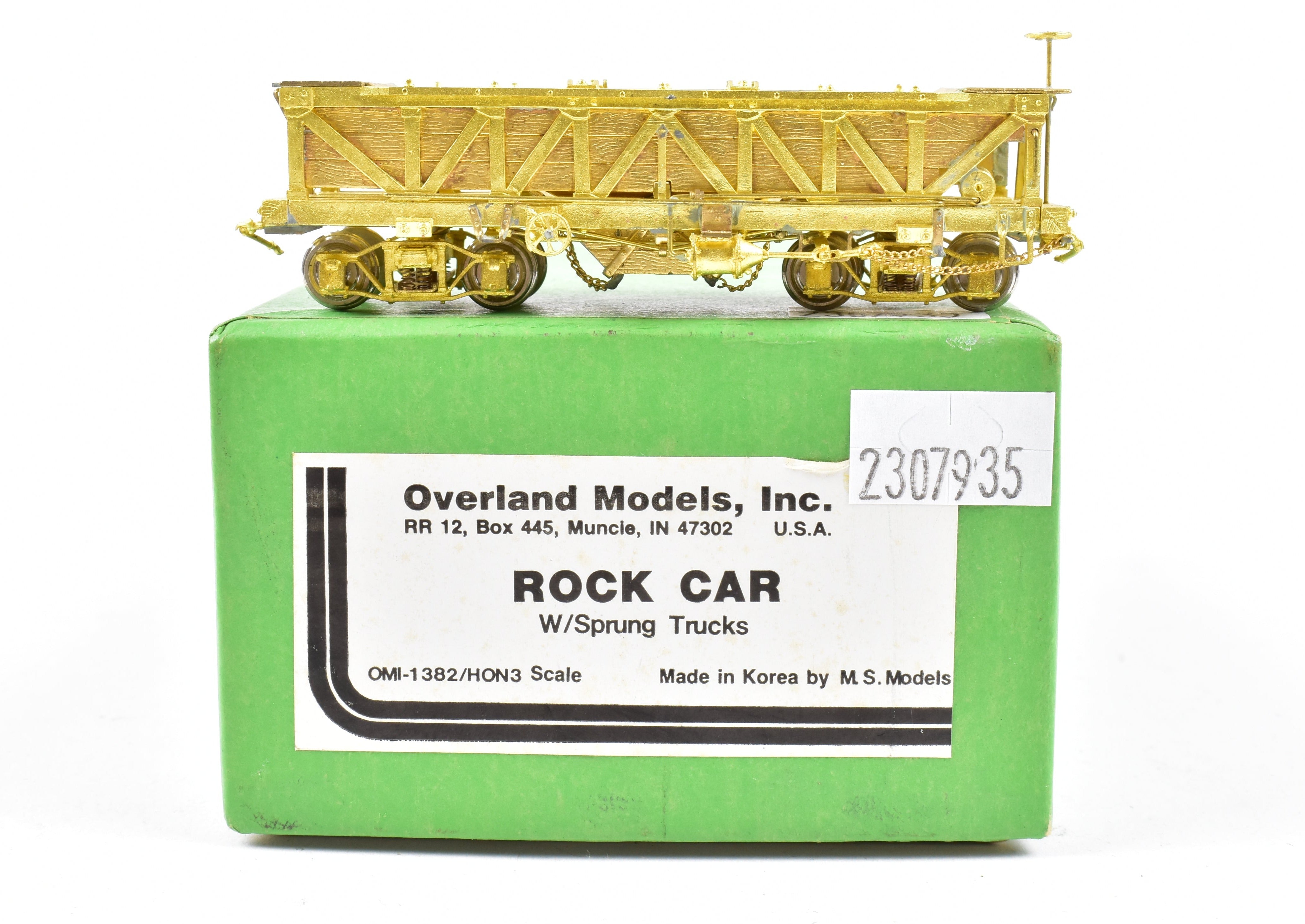 HOn3 Scale Brass Rock Car by OMI - Overland Models, Inc. Featuring Sprung Trucks for Various Roads