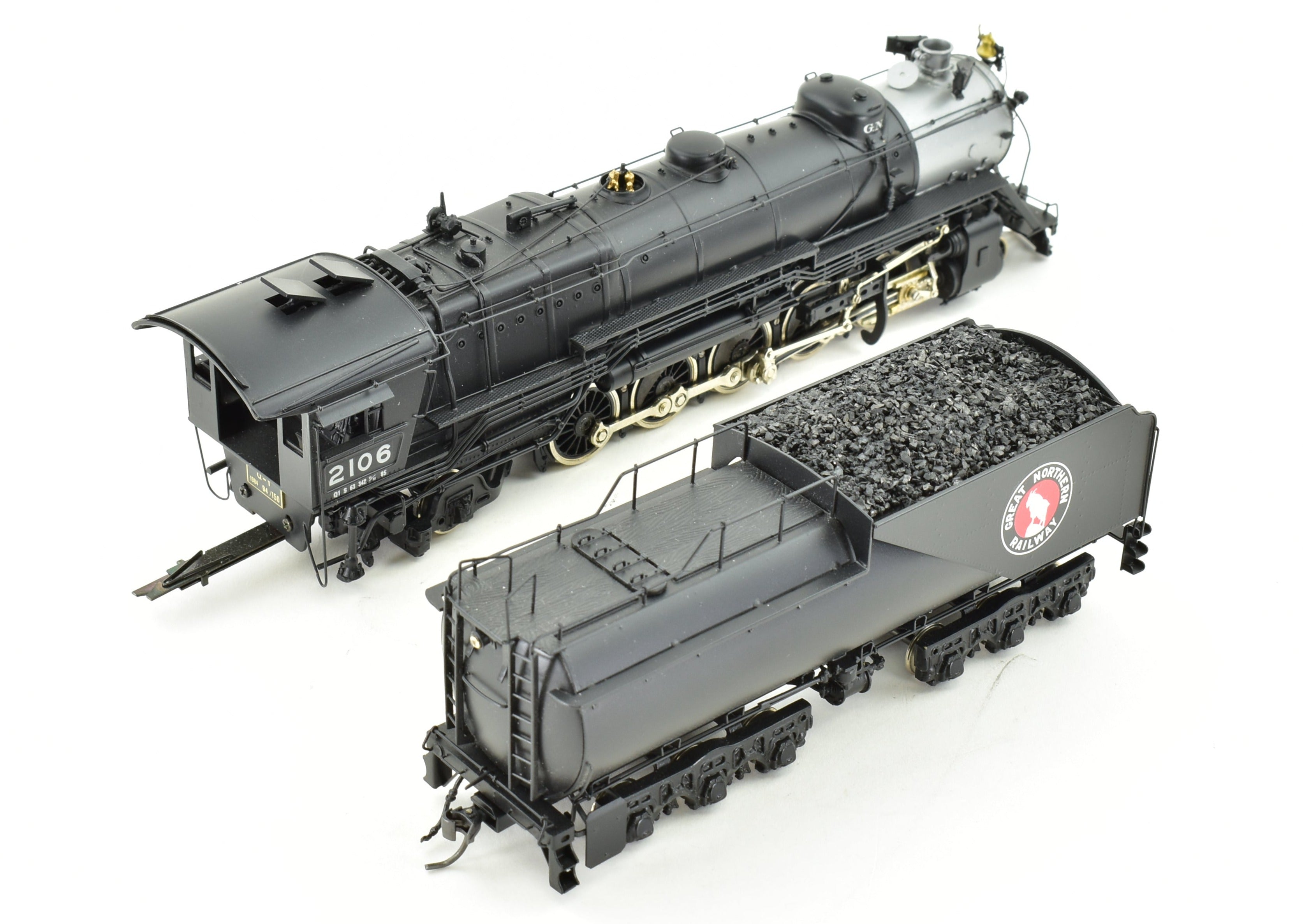 High - Quality HO Scale Brass Model Train CON PFM - Tenshodo GN - Great Northern 2 - 10 - 2 Class Q - 1 Factory - Painted Model from 1984 Production Run