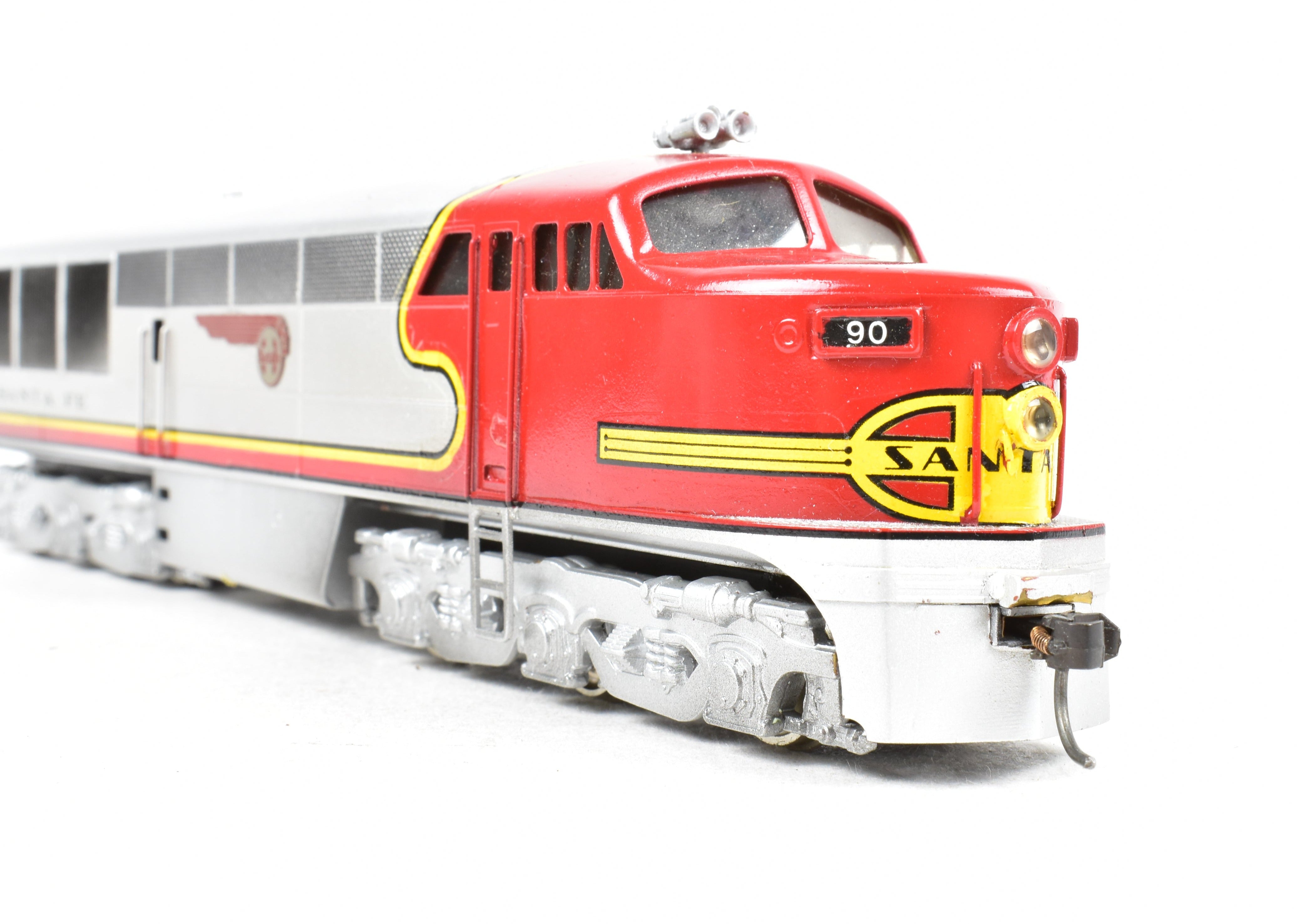 HO Scale Brass Red Ball AT&SF - Santa Fe Fairbanks Morse FM Erie Built A-B-A Set Model Trains with Custom Painted Finish and Can Motor Upgrades